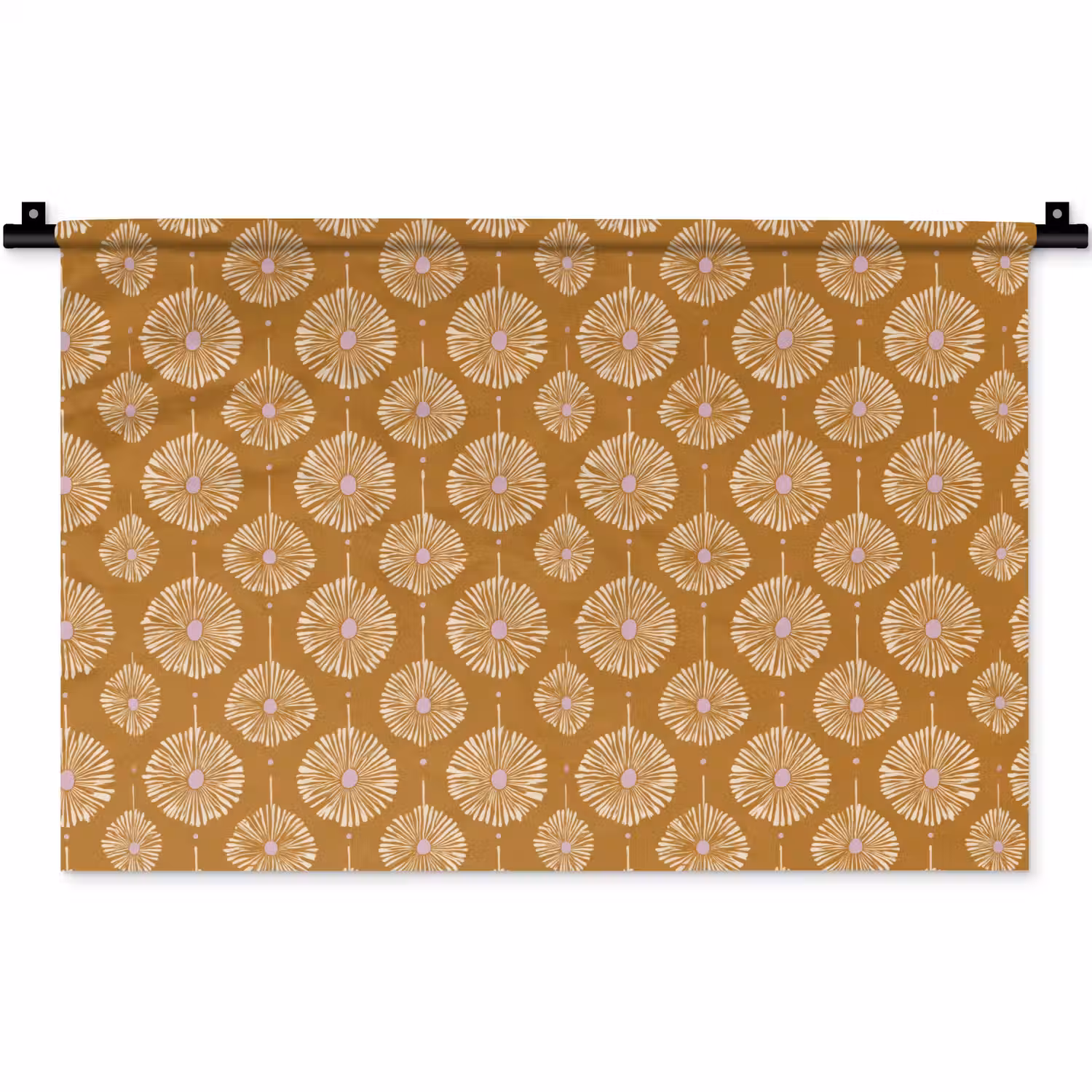 Bloemen - Modern - Oker Wandkleed katoen klein 269 -zz3d