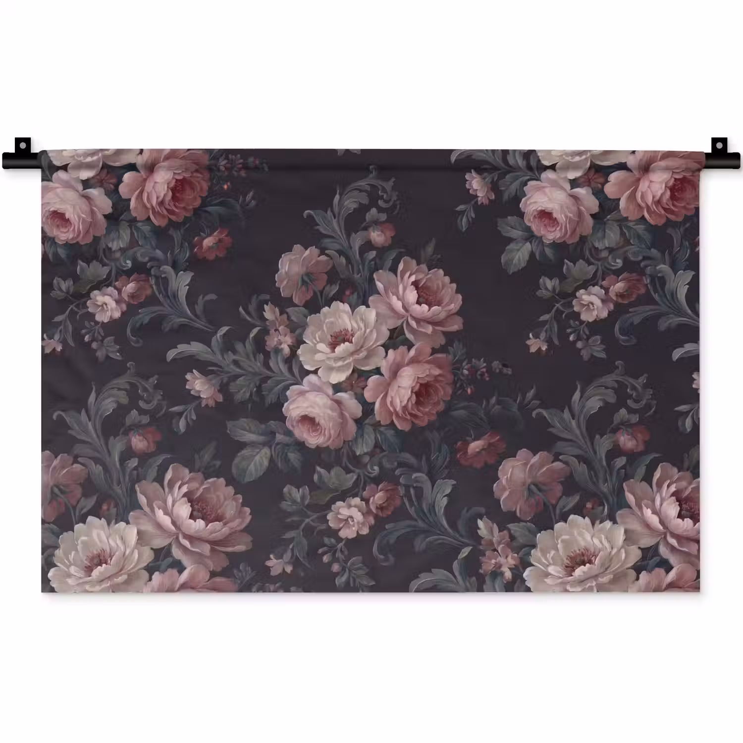 Bloemen - Patroon - Sierlijk - Roze - Donker Wandkleed katoen klein -zz3d