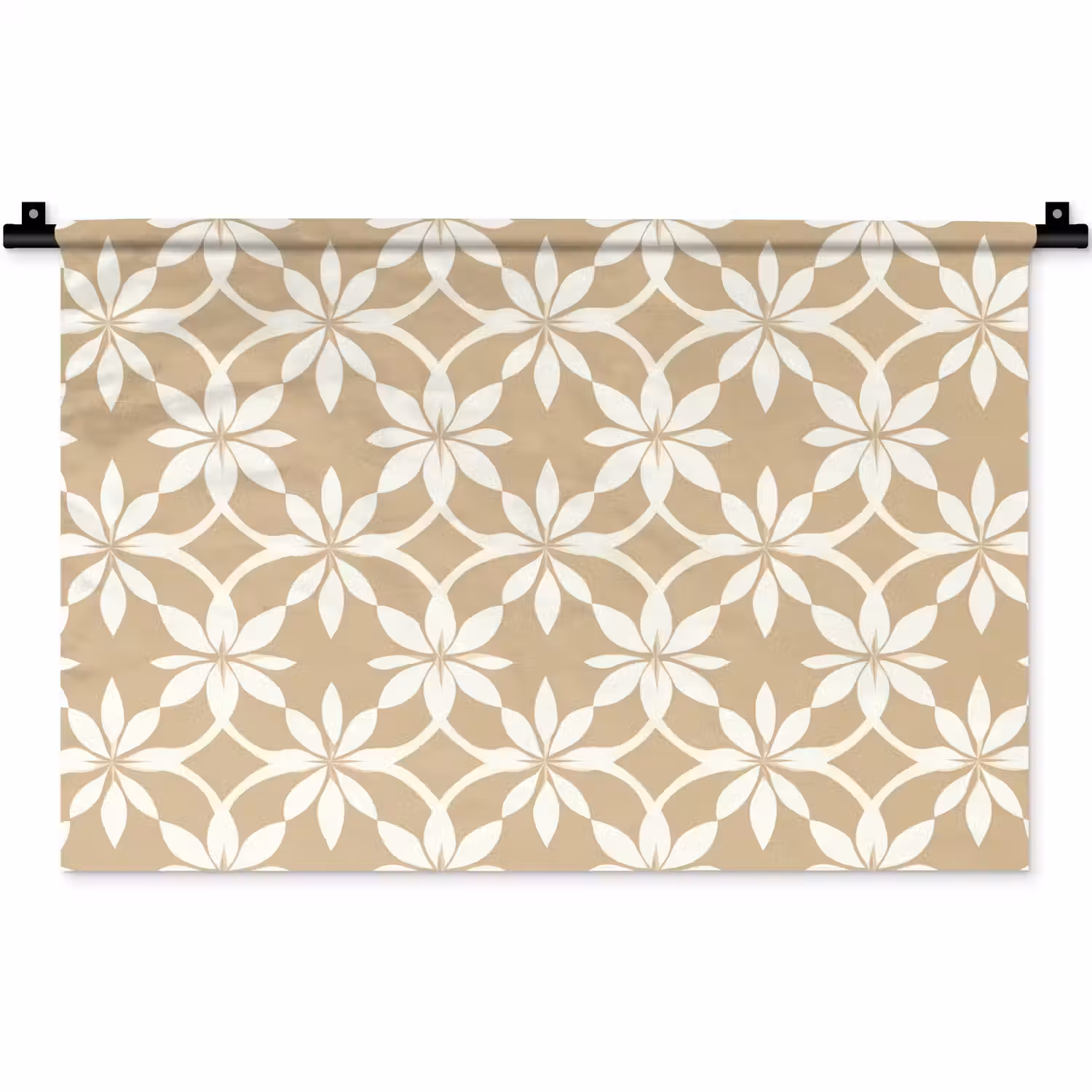 Bloemen - Patroon - Beige Wandkleed katoen klein 269 -zz3d