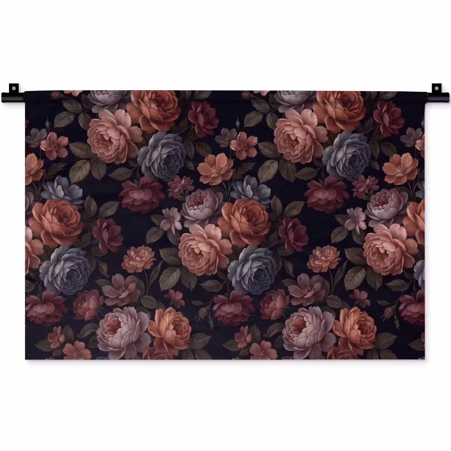 Bloemen - Patroon - Vintage - Donker - Roze Wandkleed katoen klein -zz3d