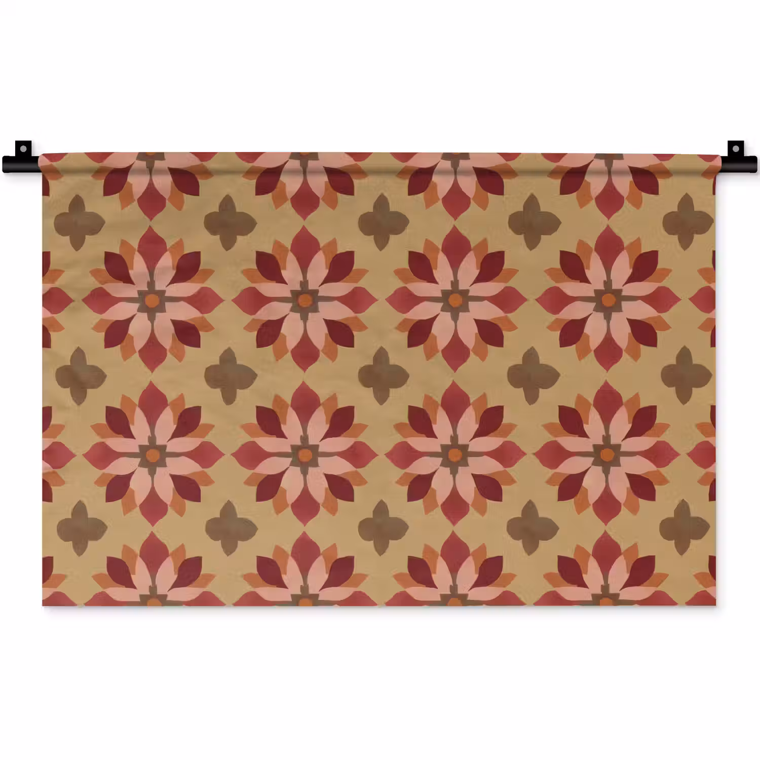 Bloemen - Retro - Groen Wandkleed katoen klein 269 -zz3d