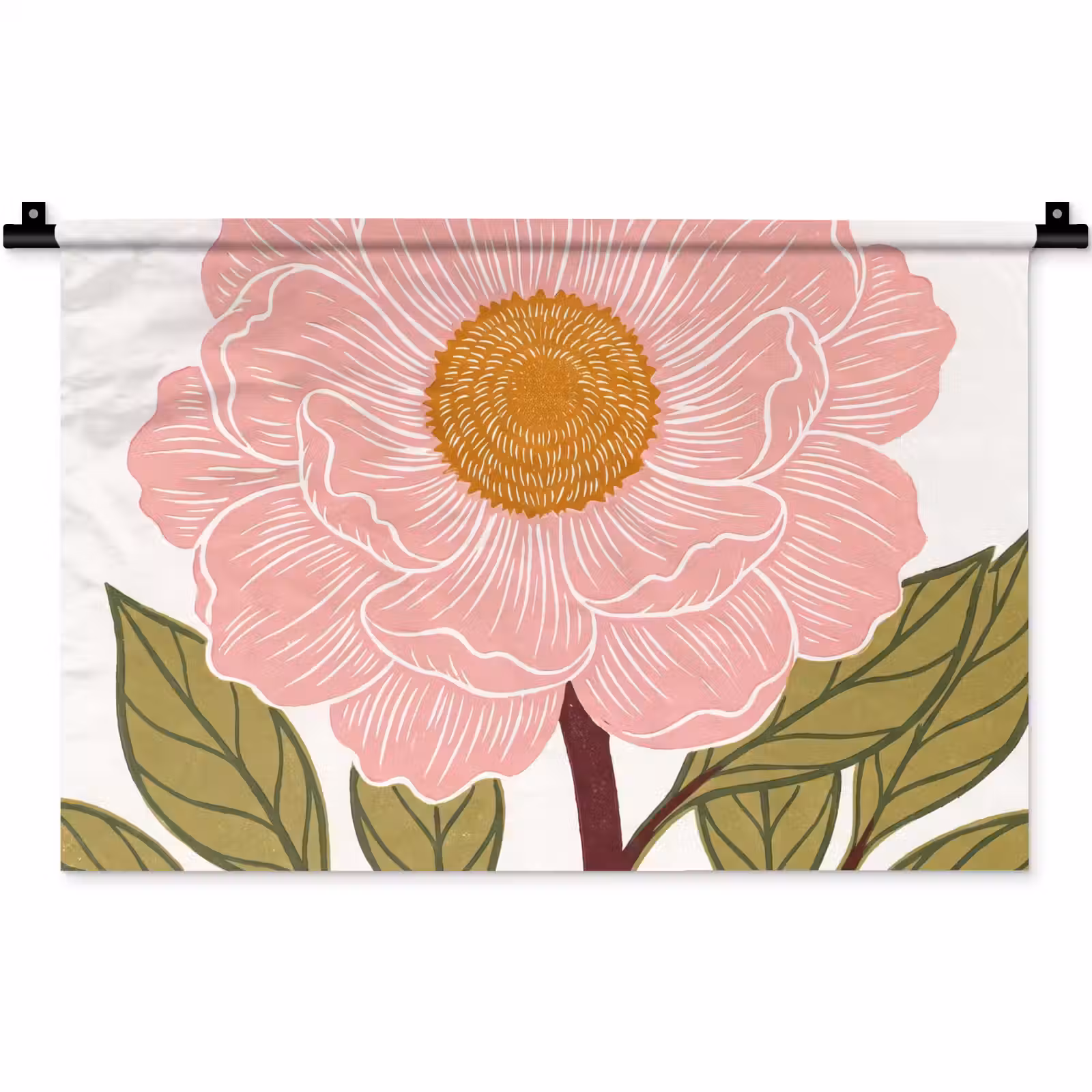 Wandteppich - Blumen – Rosa – Illustration - Bloemen - Roze - Illustratie Wandkleed katoen klein