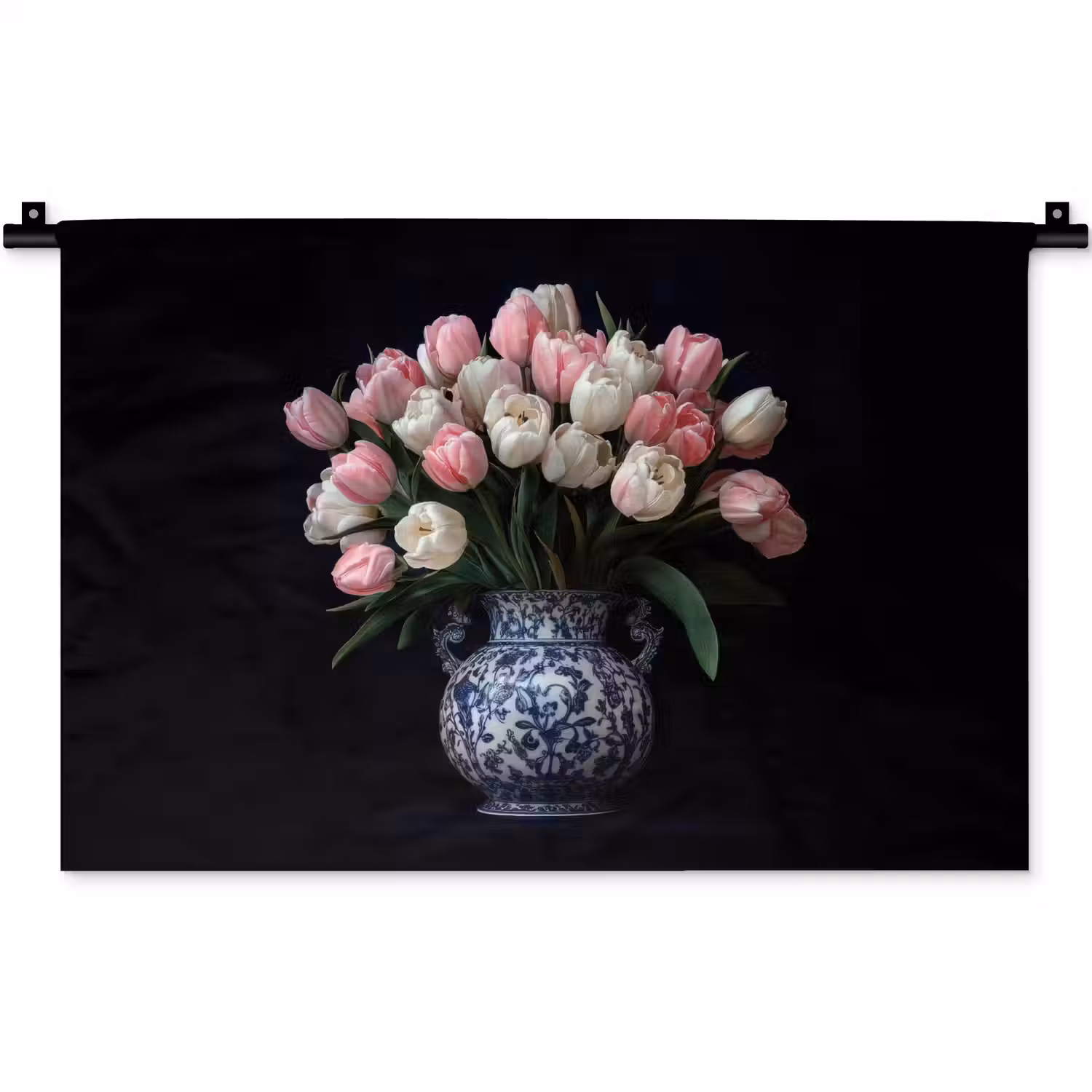 Bloemen - Roze - Tulpen - Vaas Wandkleed katoen klein -zz3d