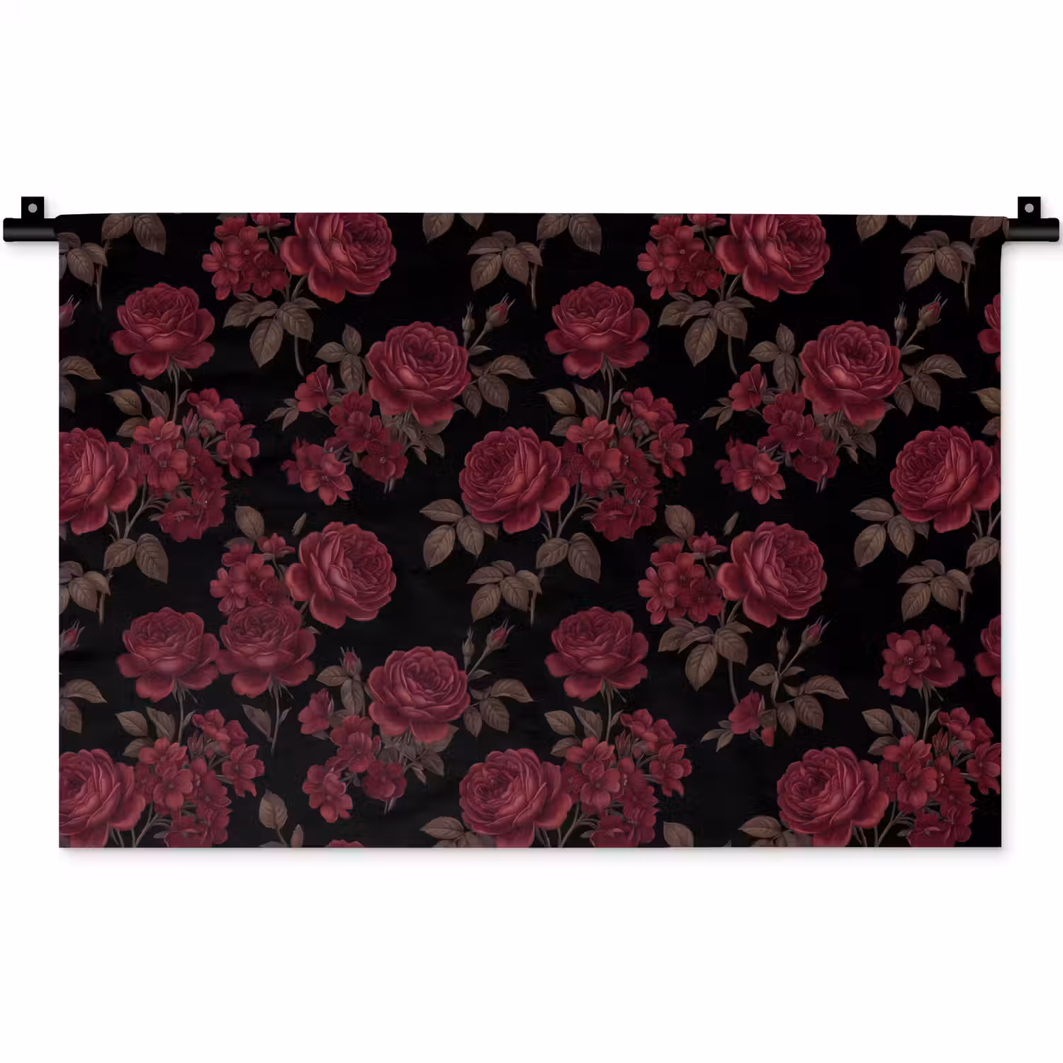 Bloemen - Roos - Patroon - Klassiek - Rood Wandkleed katoen klein -zz3d
