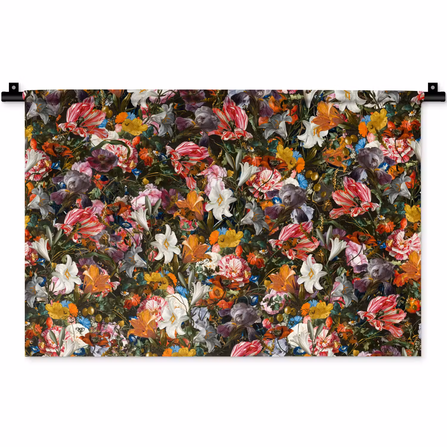 Bloemen - Vlinder - Design - Kunst - Abstract - Schilderij - Oude meesters Wandkleed katoen klein -zz3d