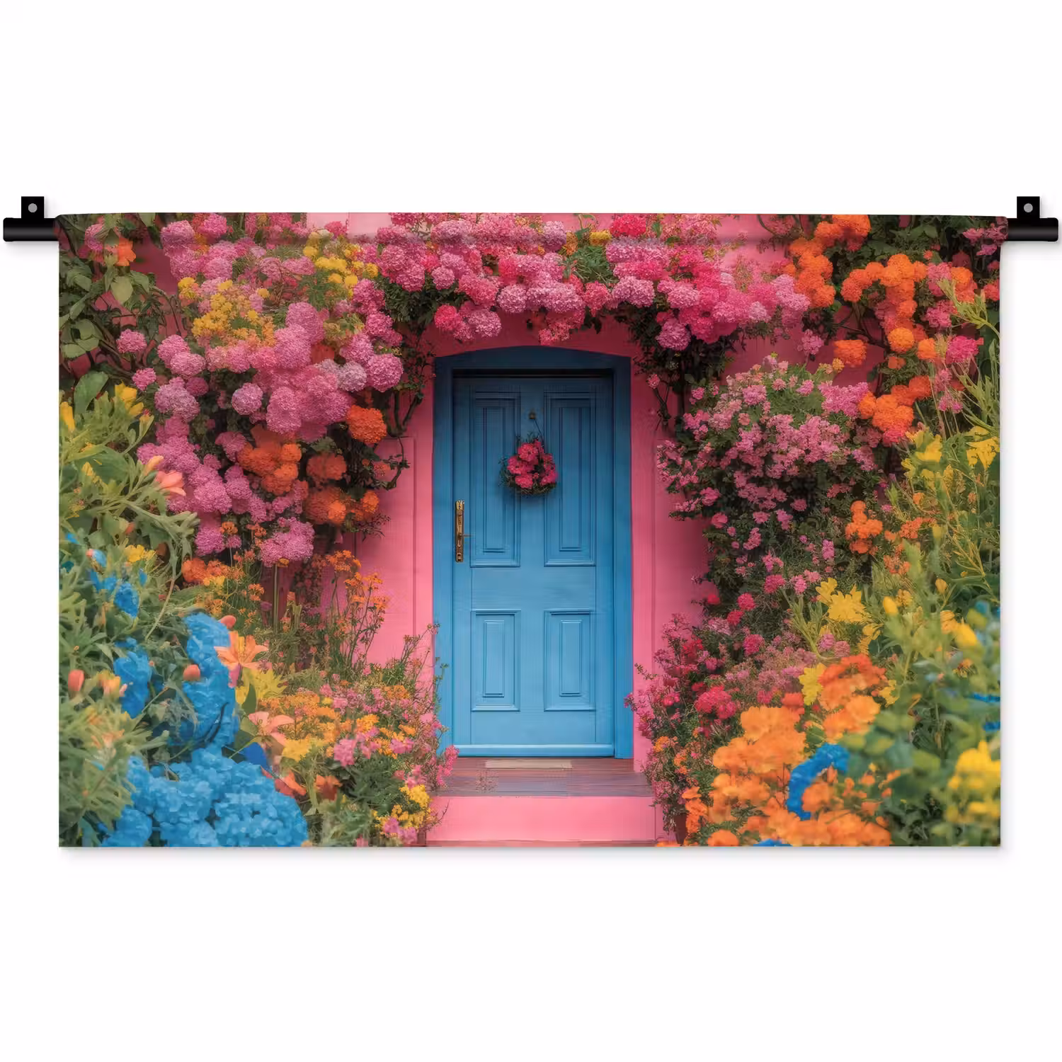 Bloemen - Deur - Roze Wandkleed katoen klein -zz3d