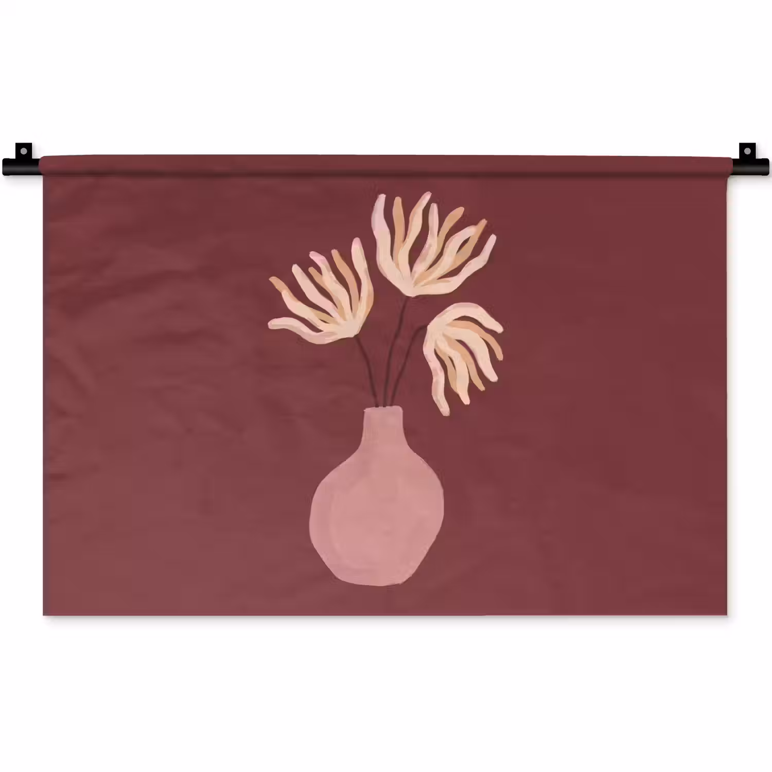 Bloemen - Vaas - Abstract - Modern - Aardetinten Wandkleed katoen klein -zz3d