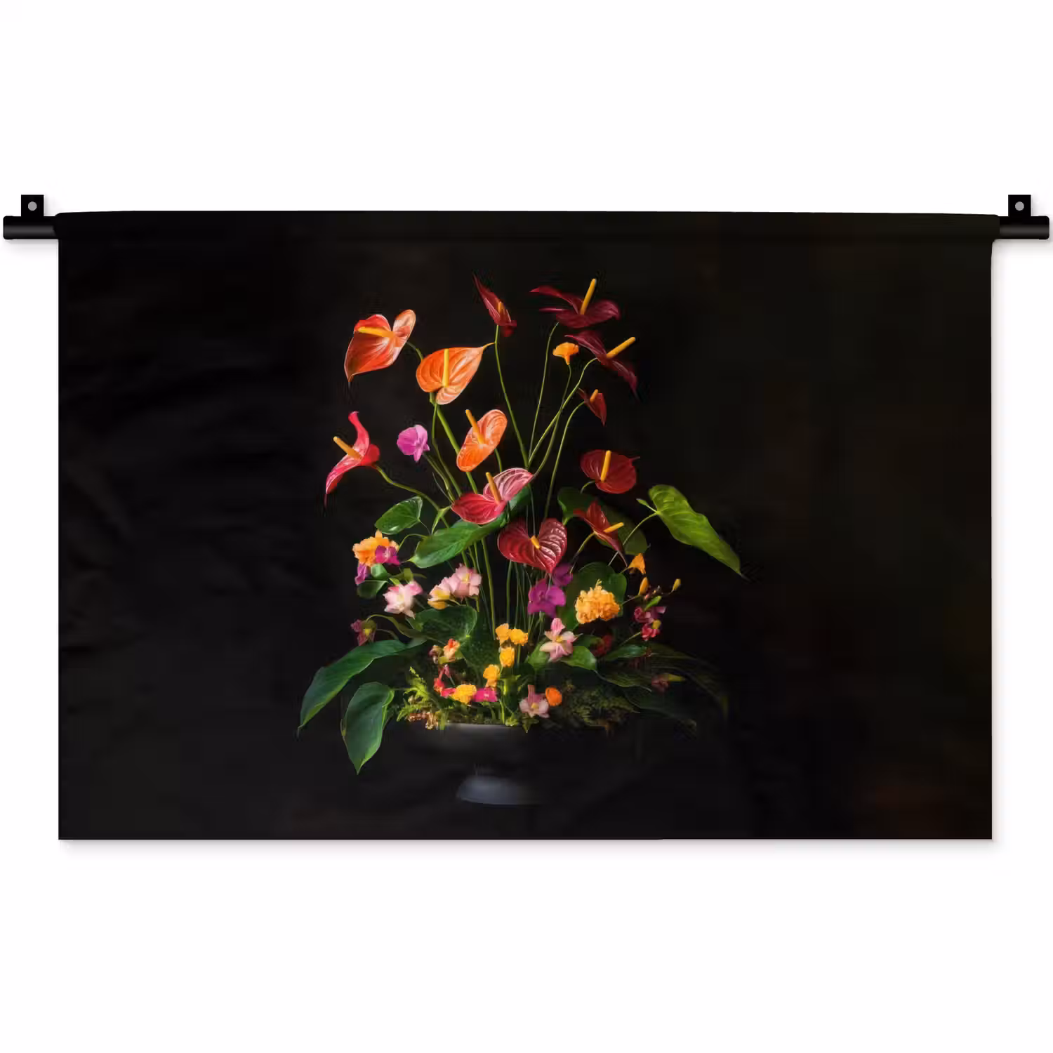 Bloemen - Vaas - Kleurrijk Wandkleed katoen klein -zz3d