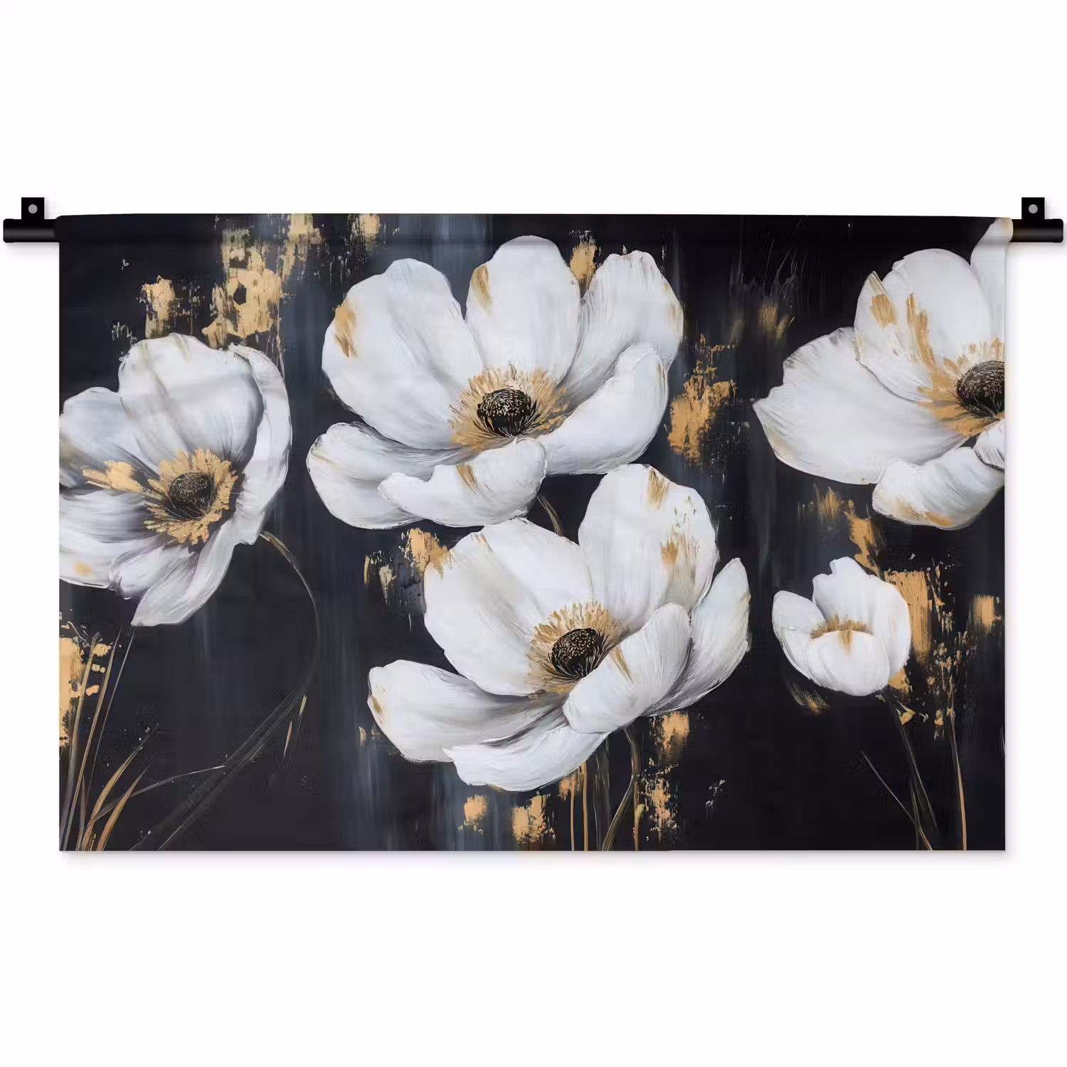 Bloemen - Wit - Abstract Wandkleed katoen klein -zz3d