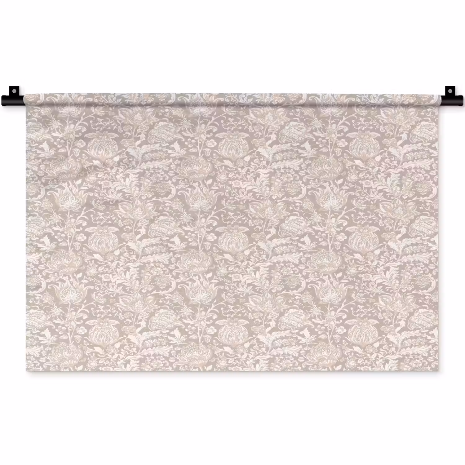 Bloemenprint - Grijs - Crème Wandkleed katoen klein 269 -zz3d