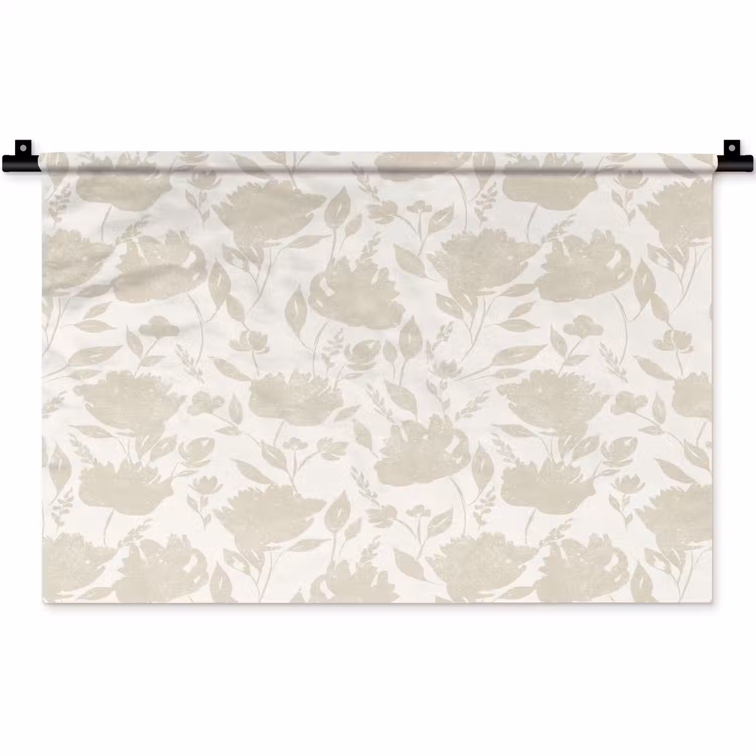 Bloemenpatroon - Silhouet - Wit Wandkleed katoen klein 269 -zz3d