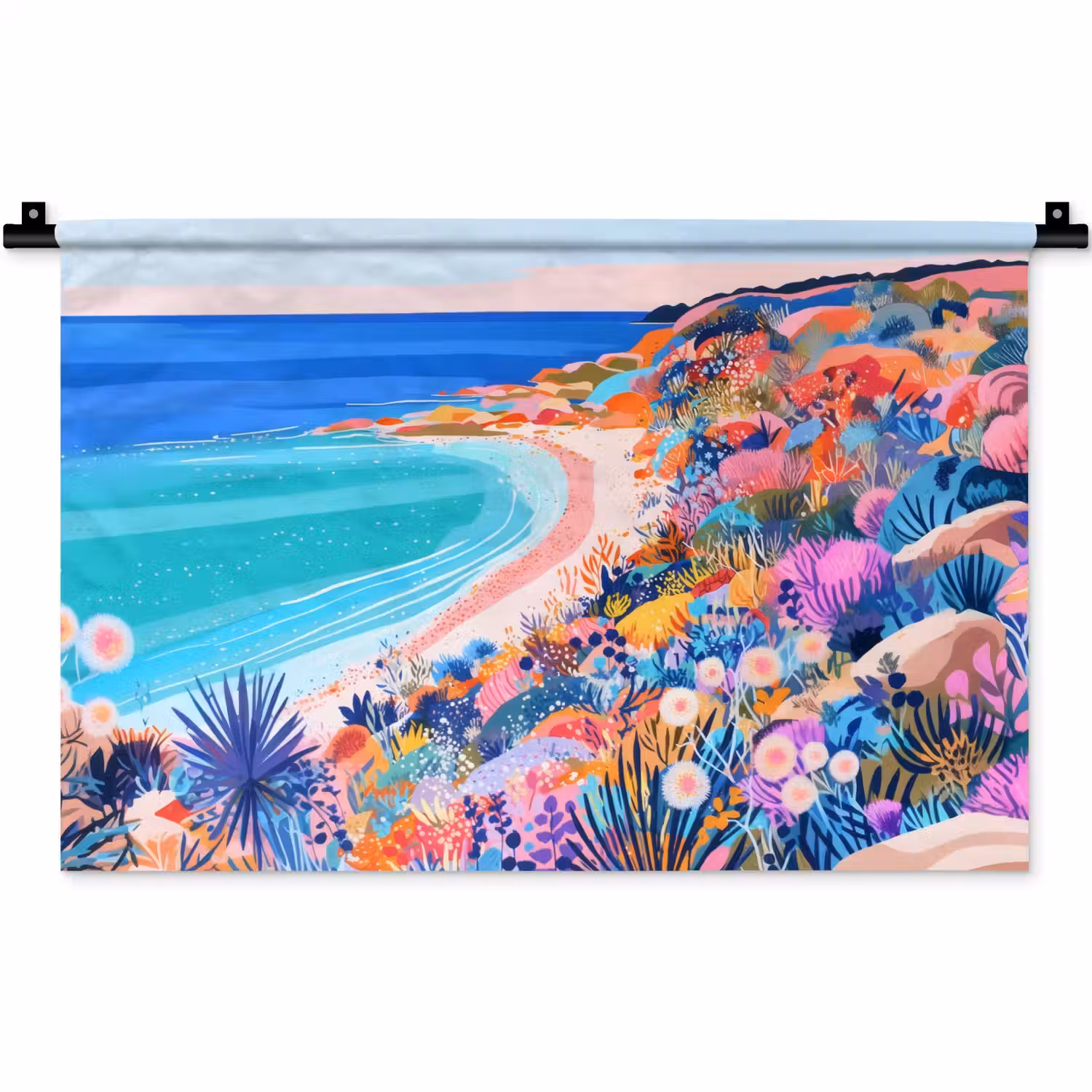 Bloemenweide - Zee - Zomers Wandkleed katoen klein -zz3d
