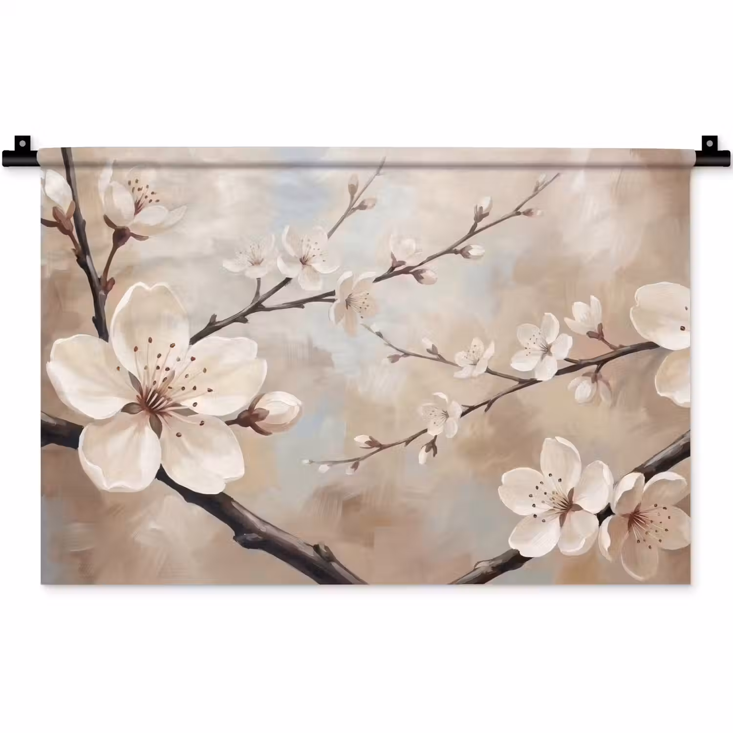 Bloesem - Takken - Schilderij - Beige - Serene Wandkleed katoen klein -zz3d