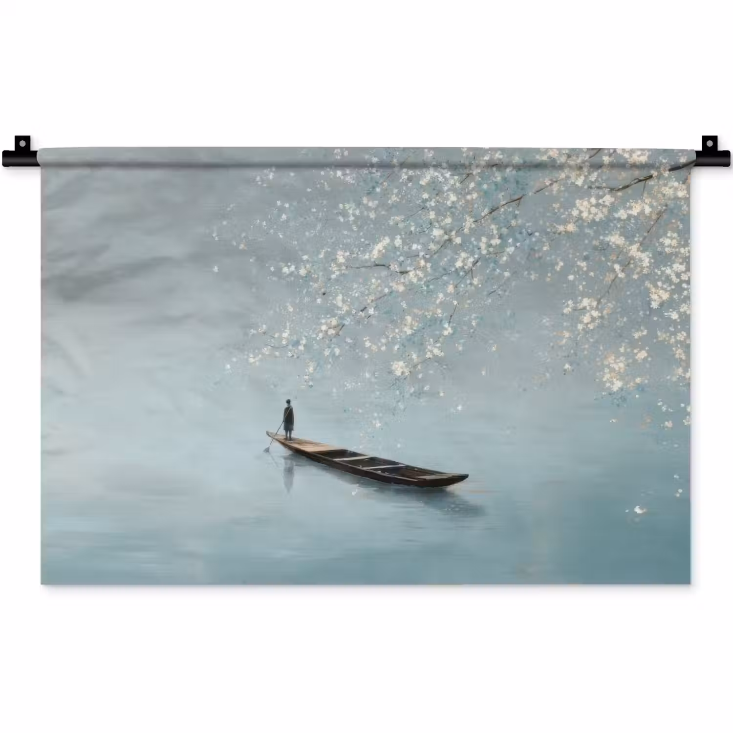 Bloesems - Minimalistisch - Wateroppervlak - Boot Wandkleed katoen klein -zz3d