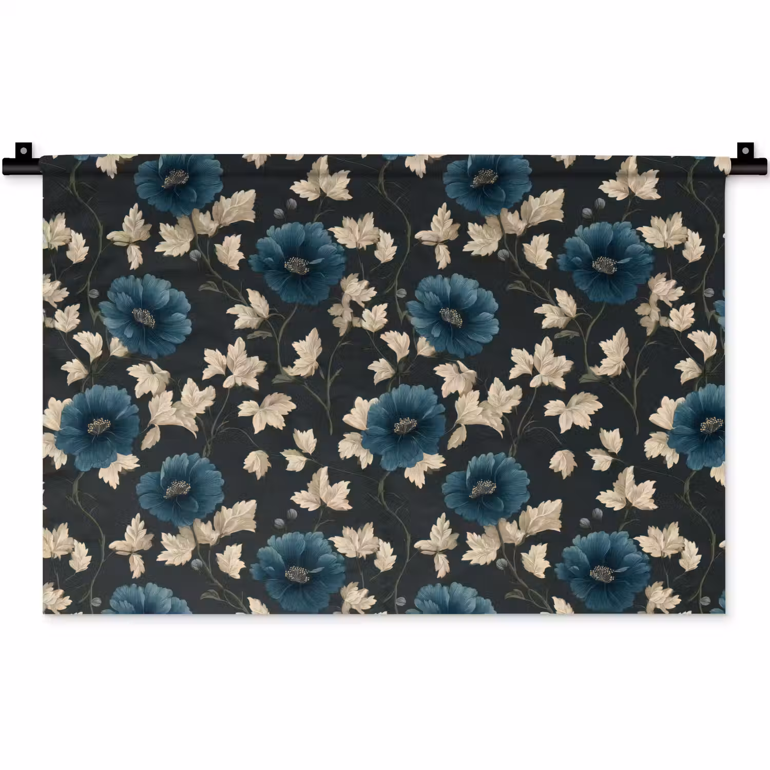 Botanisch - Bloemen - Blauw Wandkleed katoen klein 269 -zz3d