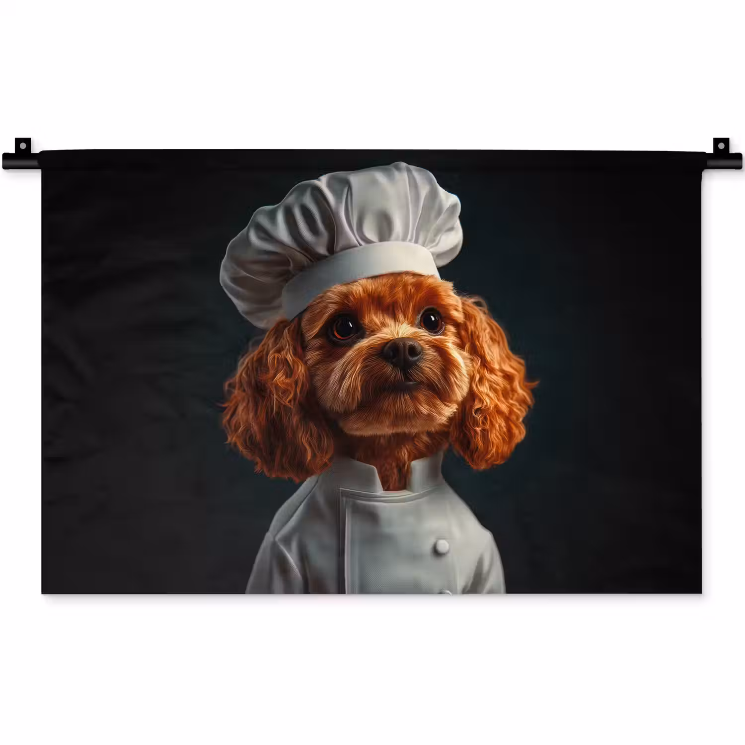 Bruin - Kok - Hondje Wandkleed katoen klein -zz3d
