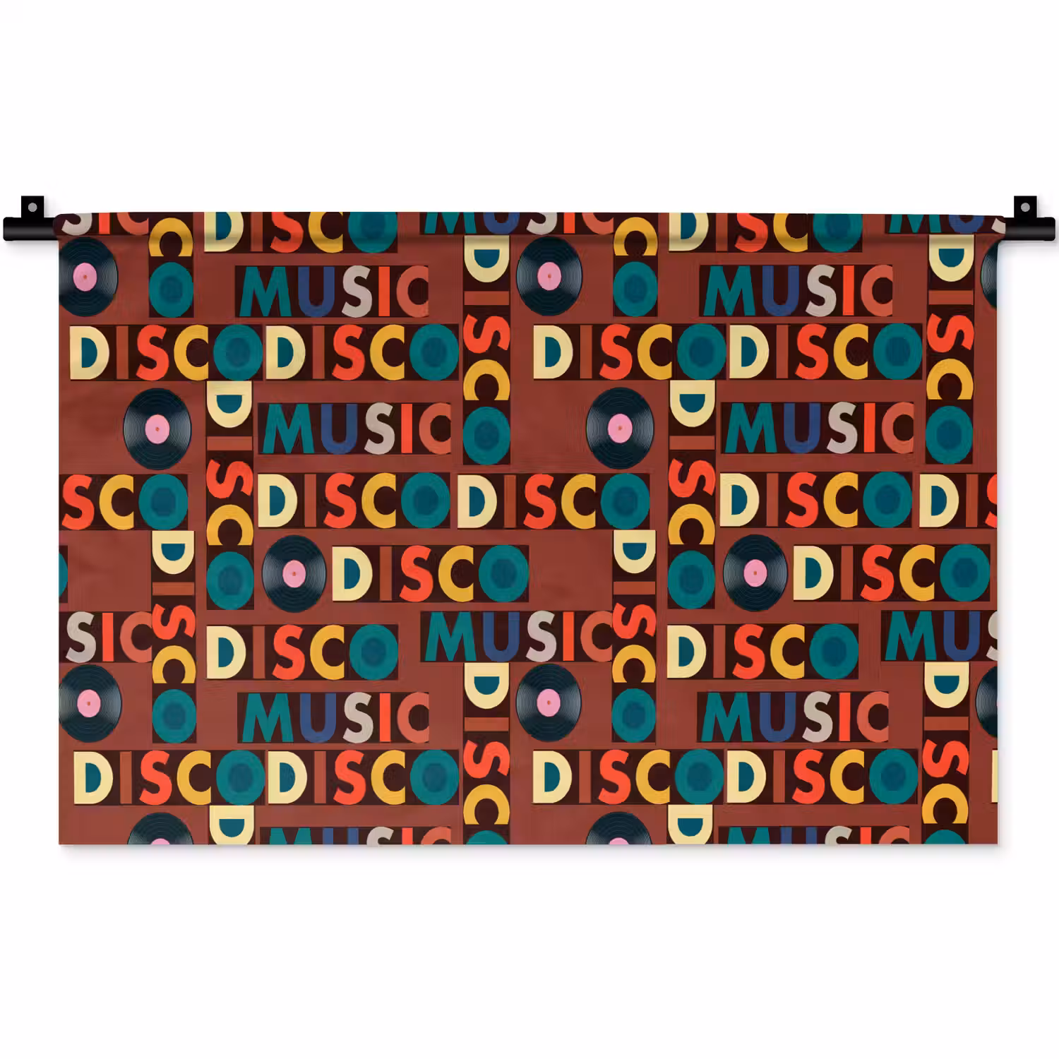 Bruin - Retro - Disco - Patroon Wandkleed katoen klein 269 -zz3d