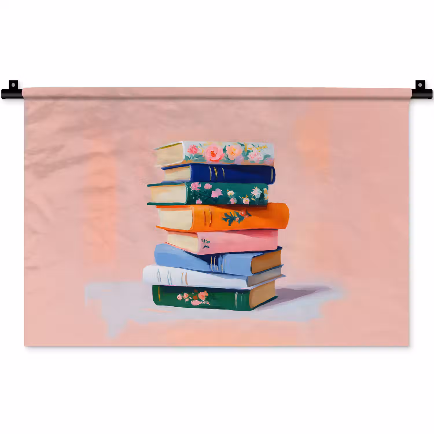 Boeken - Stapel - Kleurrijk Wandkleed katoen klein -zz3d