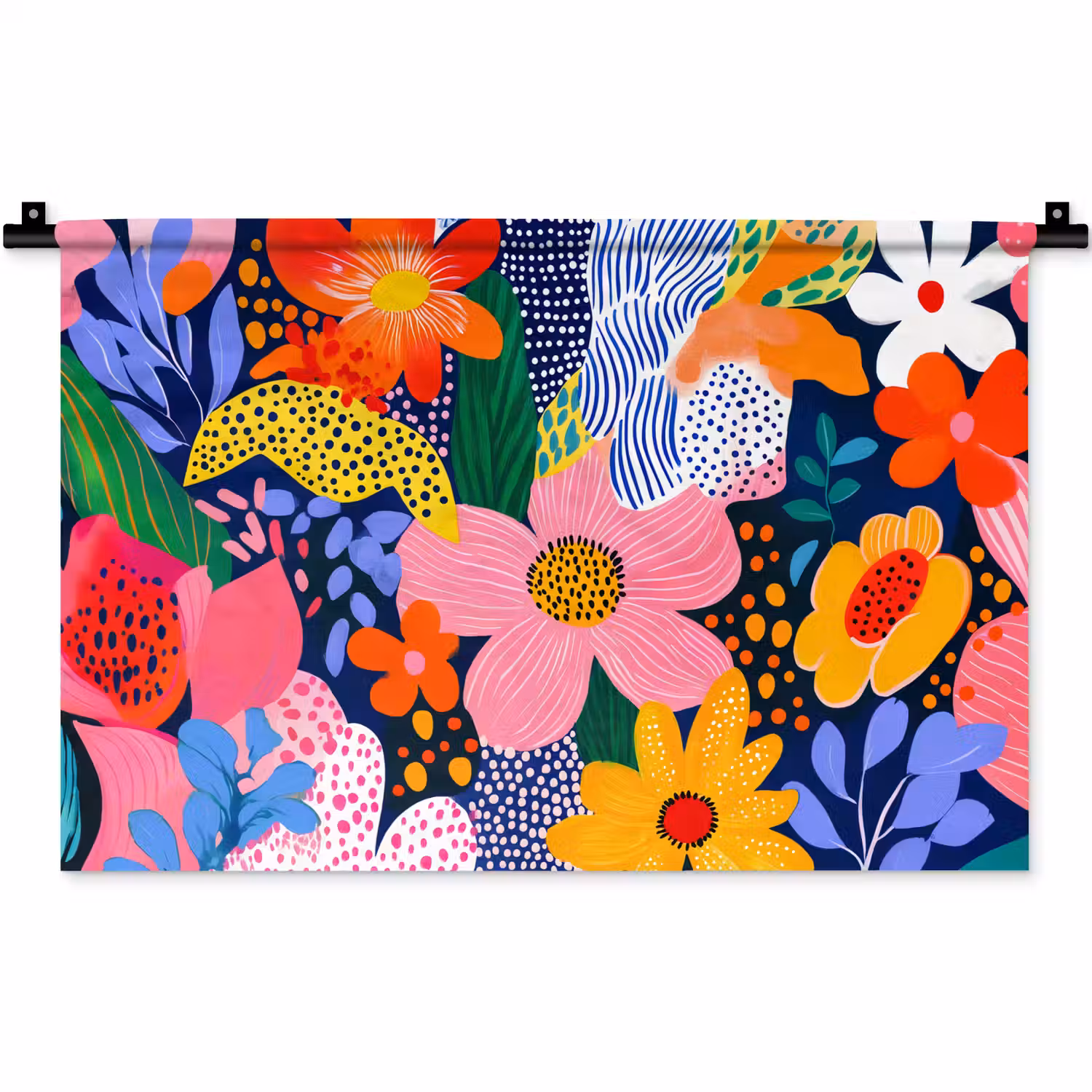 Kleurrijk - Bloemen - Abstract - Stippen Wandkleed katoen klein -zz3d