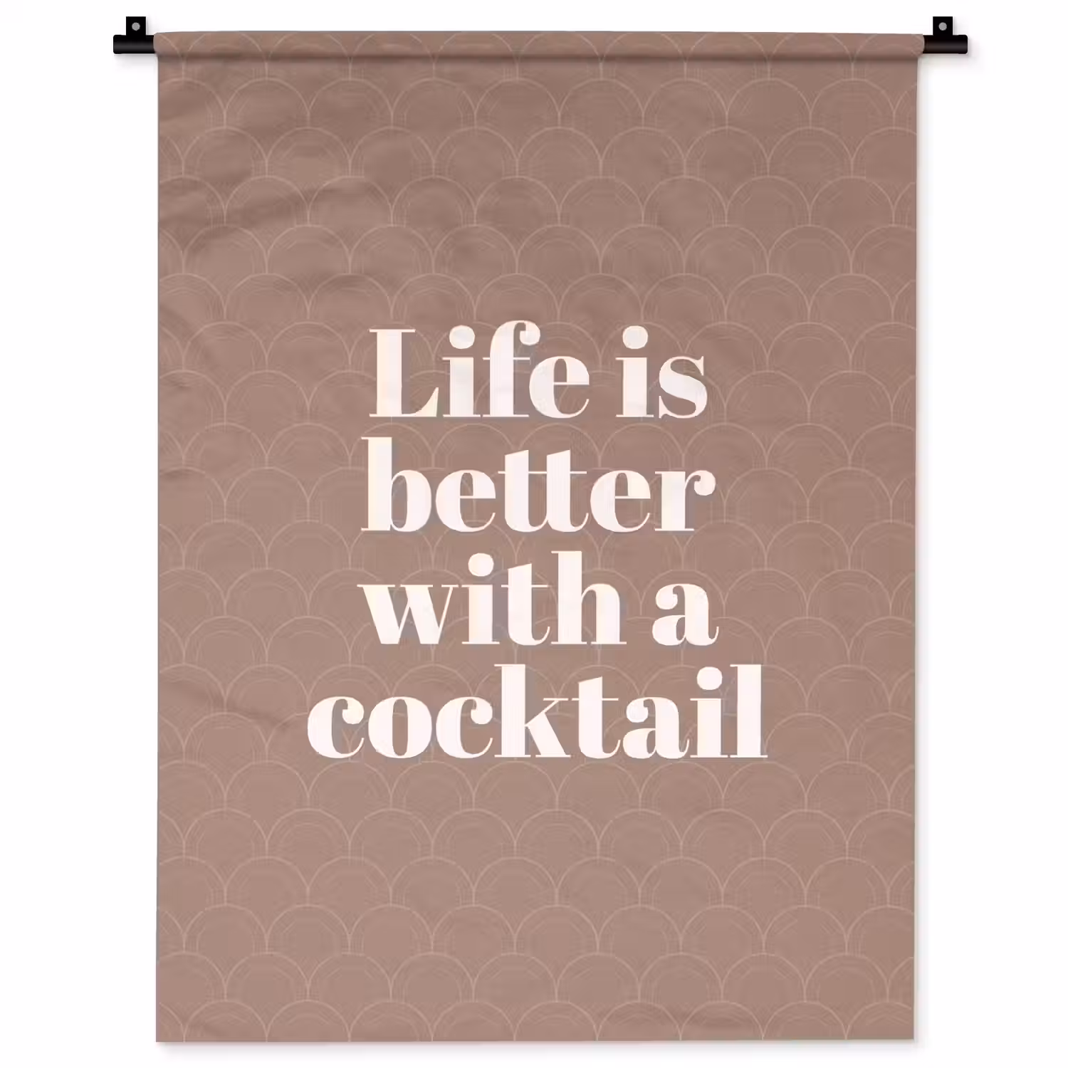 Cocktail - Tekst - Patroon - Wit Wandkleed katoen klein -zz3d