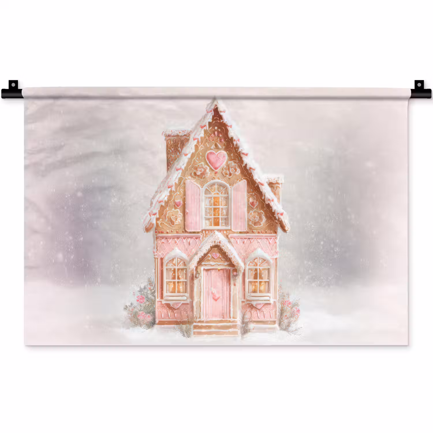Huisje - Suiker - Pastel Wandkleed katoen klein -zz3d