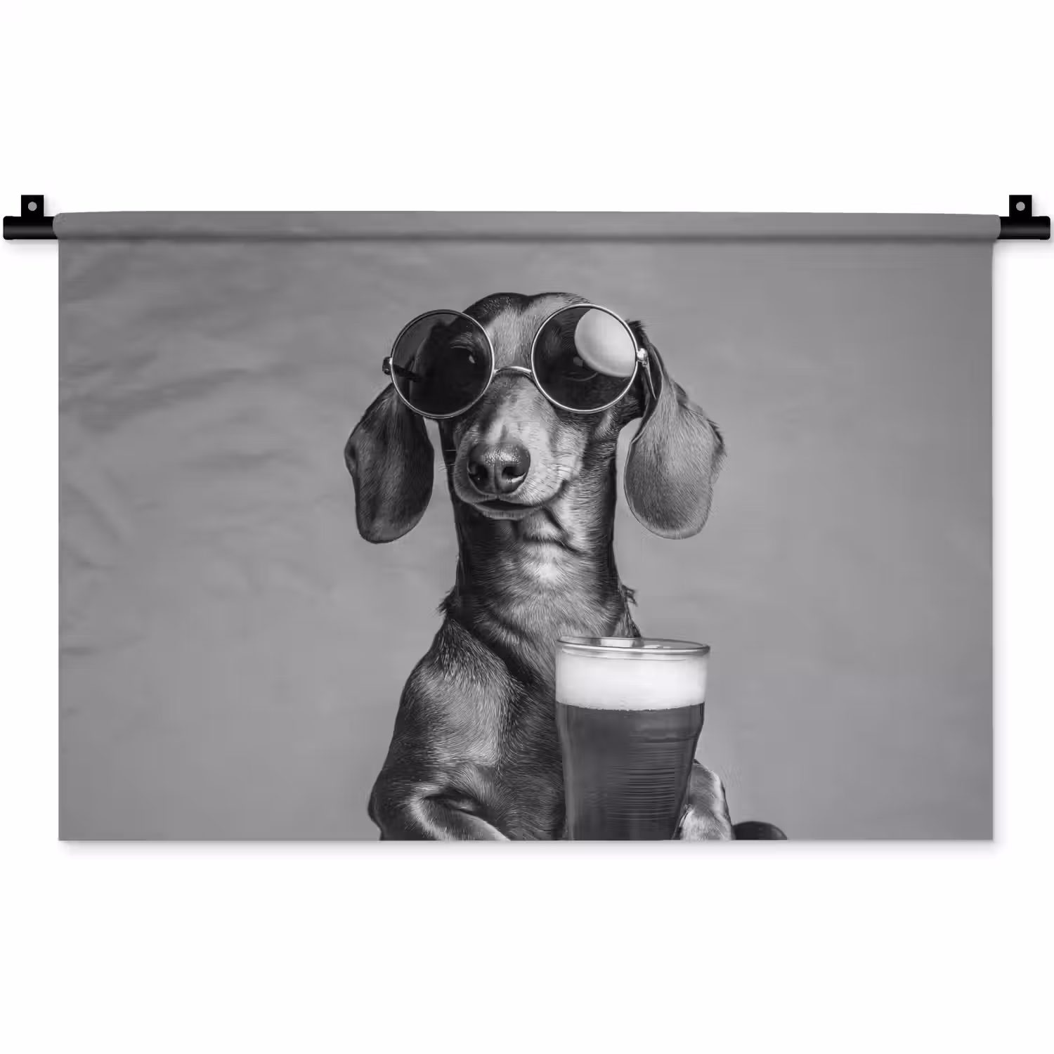 Teckel - Bier - Glas - Bril Wandkleed katoen klein -zz3d