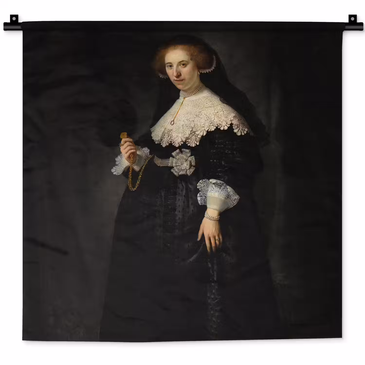 Het huwelijksportret van Oopjen Coppit - Rembrandt van Rijn Wandkleed katoen klein -zz3d