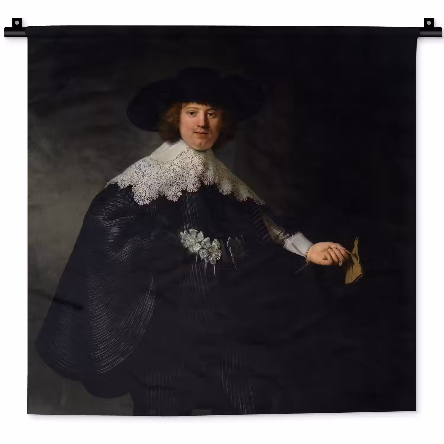 Het huwelijksportret van Marten Soolmans - Rembrandt van Rijn Wandkleed katoen klein -zz3d