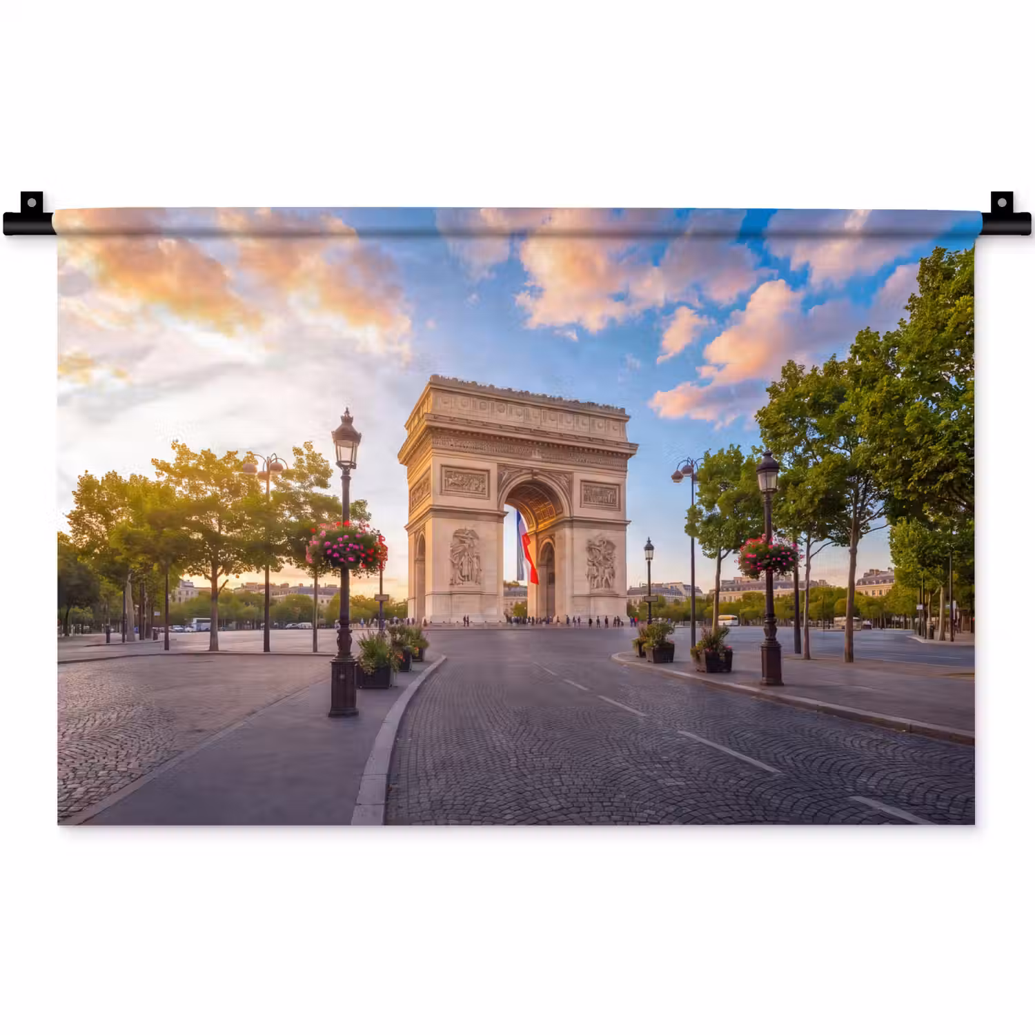 Monument - Parijs - Zonsondergang - Architectuur - Goud Wandkleed katoen klein -zz3d