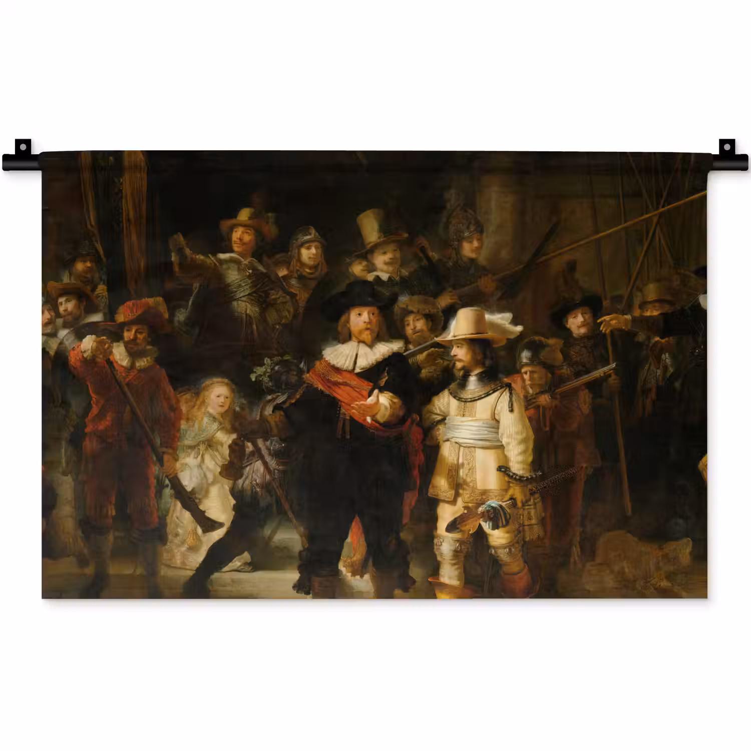 De Nachtwacht - Schilderij van Rembrandt van Rijn Wandkleed katoen klein -zz3d