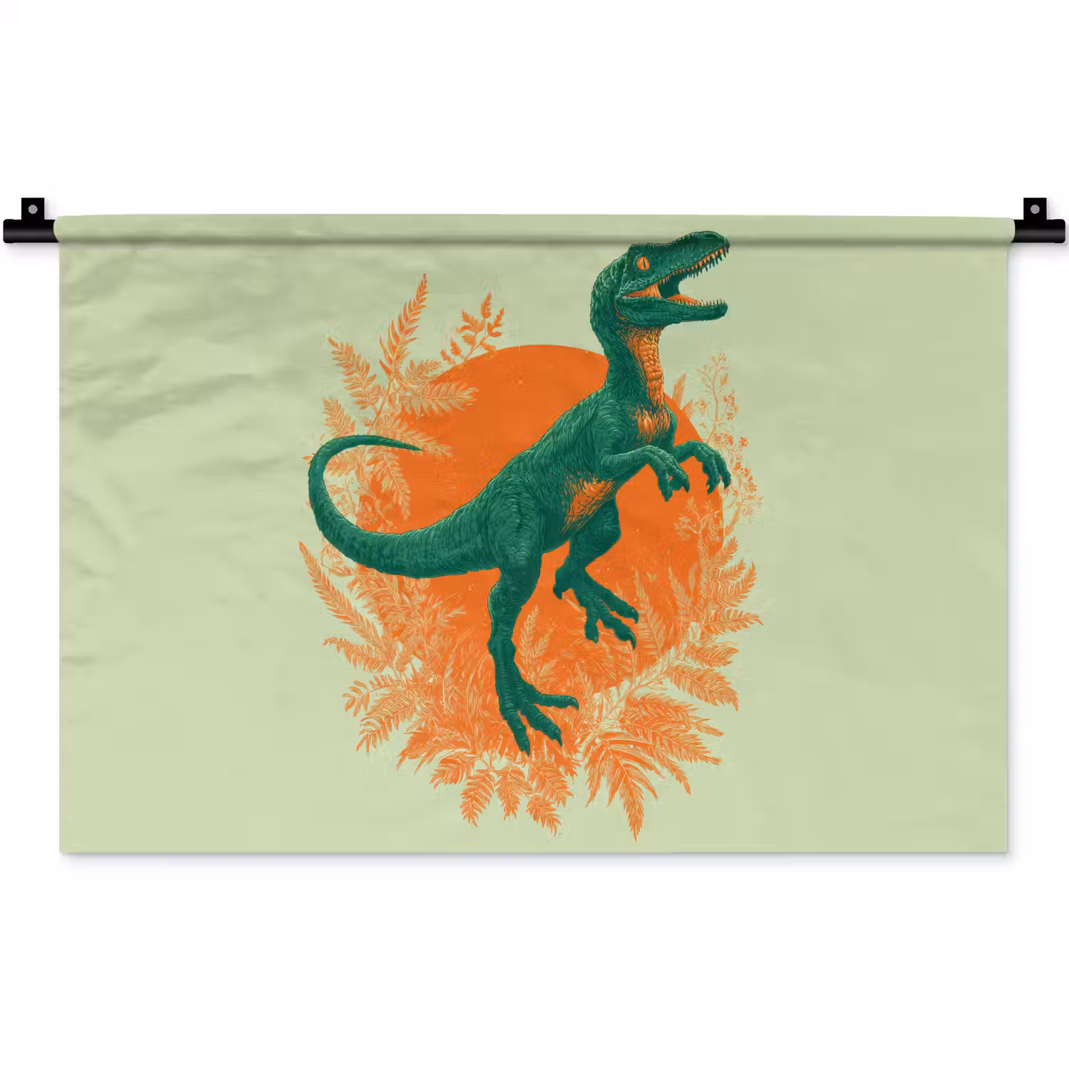 Dinosaurus - Groen - Planten - Cirkel Wandkleed katoen klein -zz3d