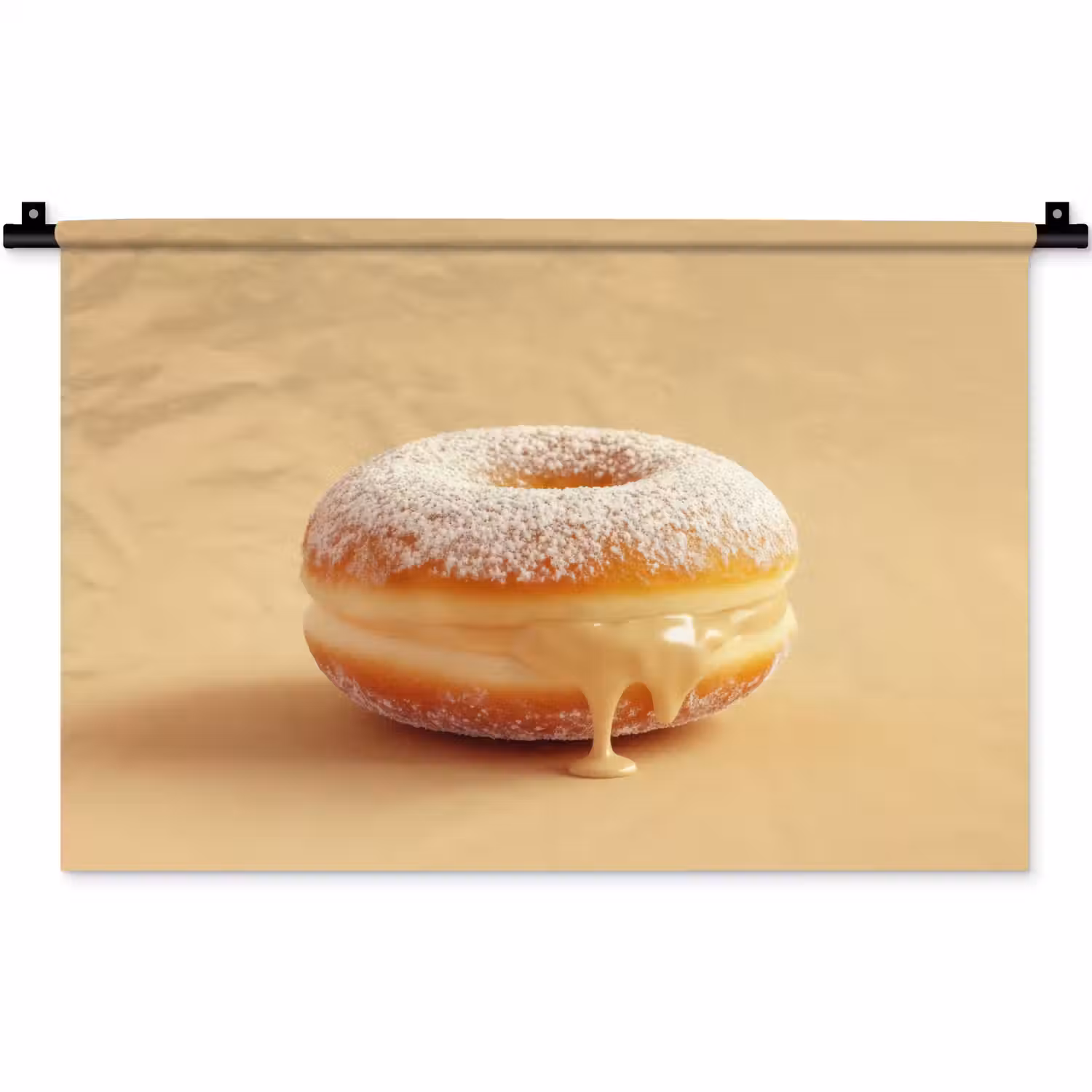 Donut - Romig - Poedersuiker - Beige Wandkleed katoen klein -zz3d