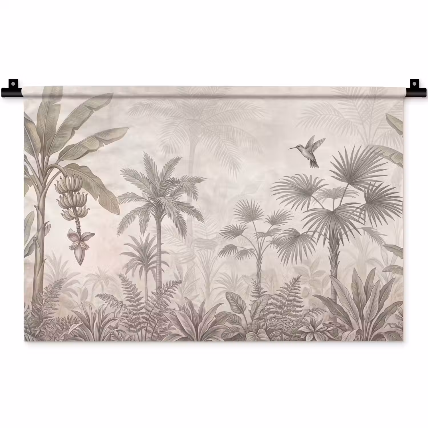 Jungle - Banenboom - Kolibrie - Beige Wandkleed katoen klein -zz3d