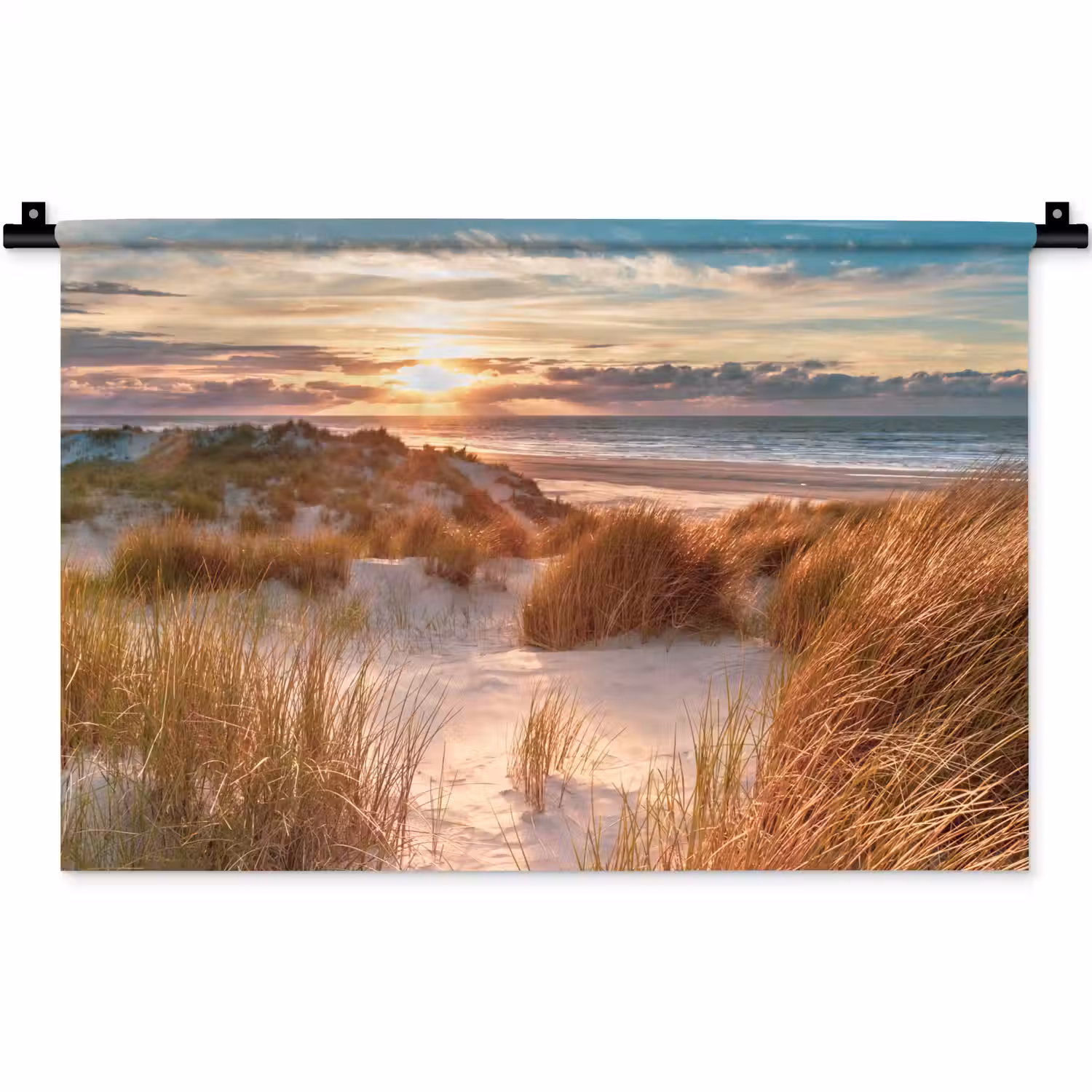 Duin - Planten - Zonsondergang - Strand - Zee Wandkleed katoen klein -zz3d