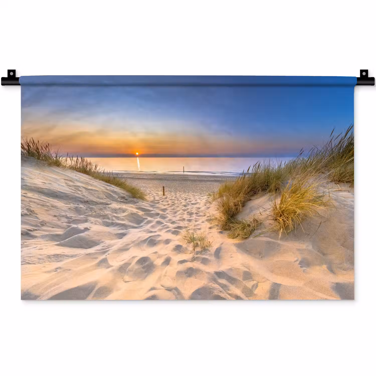 Duin - Zonsondergang - Horizon - Strand - Gras Wandkleed katoen klein -zz3d