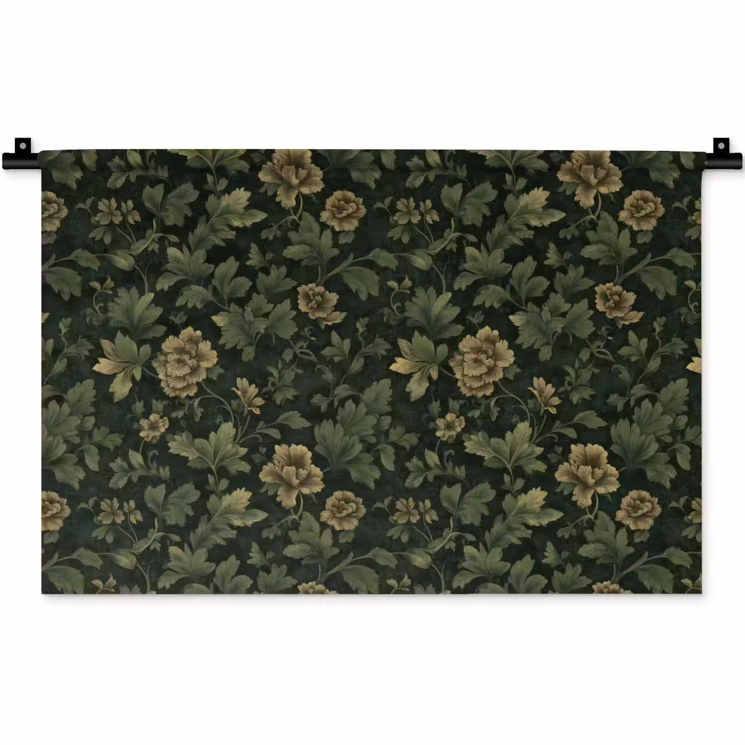 Donker - Groen - Goud - Botanisch Wandkleed katoen klein 269 -zz3d