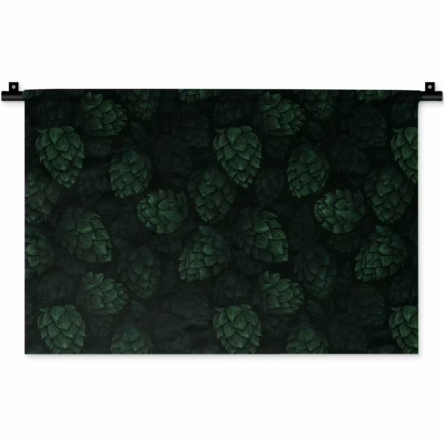 Donker - Groen - Hopbellen - Botanisch - Illustratie Wandkleed katoen klein 269 -zz3d