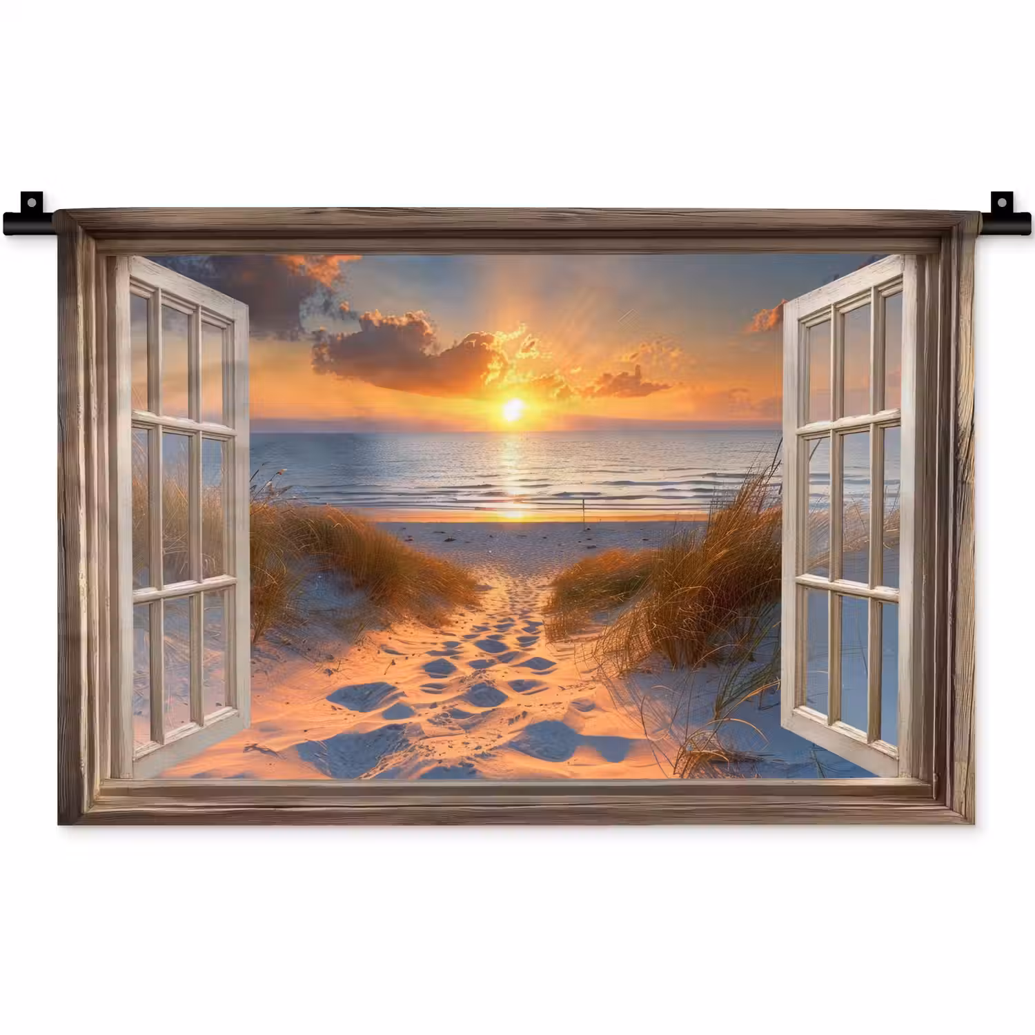 Doorkijk - Strand - Duinen - Zonsondergang Wandkleed katoen klein -zz3d