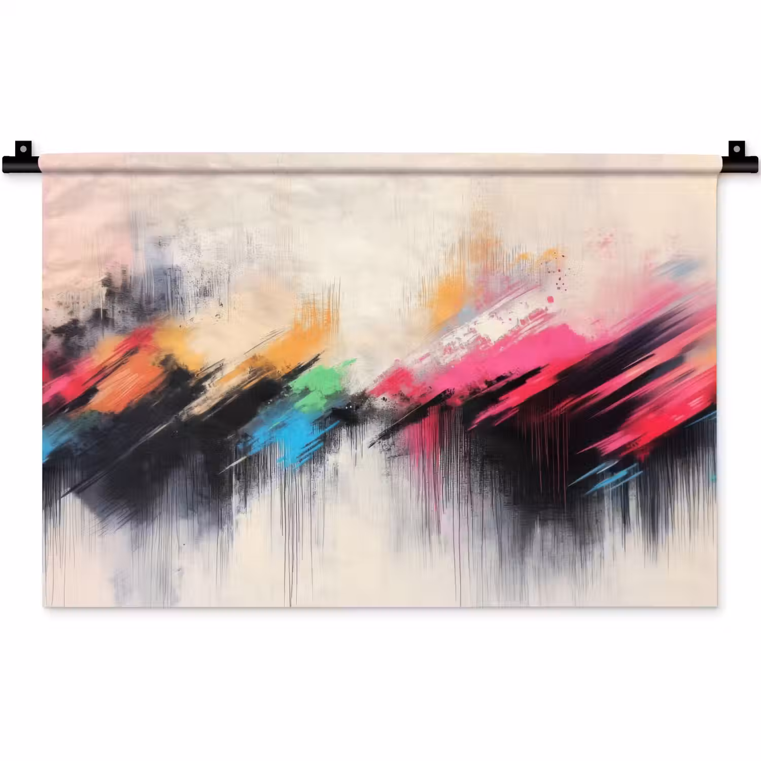 Dynamisch - Abstract - Kleurrijk - Zwart Wandkleed katoen klein -zz3d