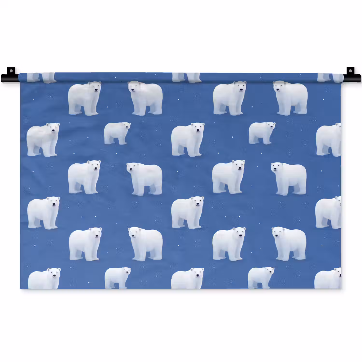 IJsbeer - Patroon - Blauw Wandkleed katoen klein 269 -zz3d