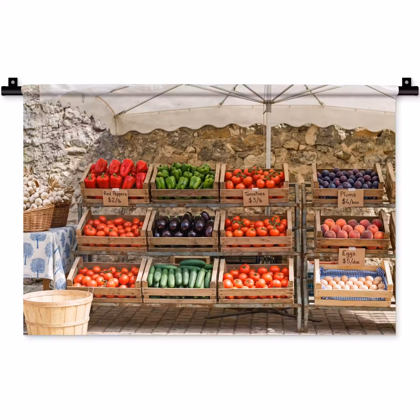 Wandteppich - Essen – Markt – Frisch - Eten - Markt - Vers Wandkleed katoen klein