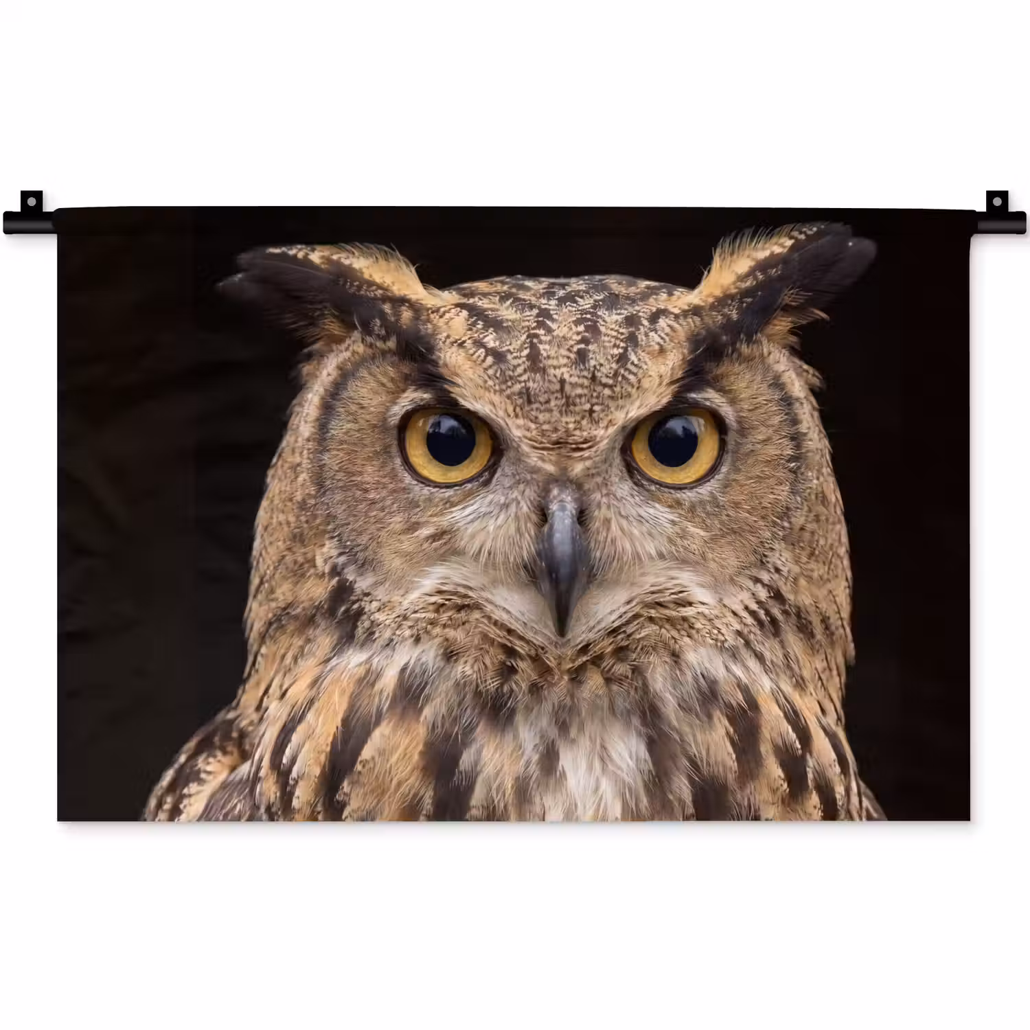 Oehoe - Uil - Portret - Bruin Wandkleed katoen klein -zz3d