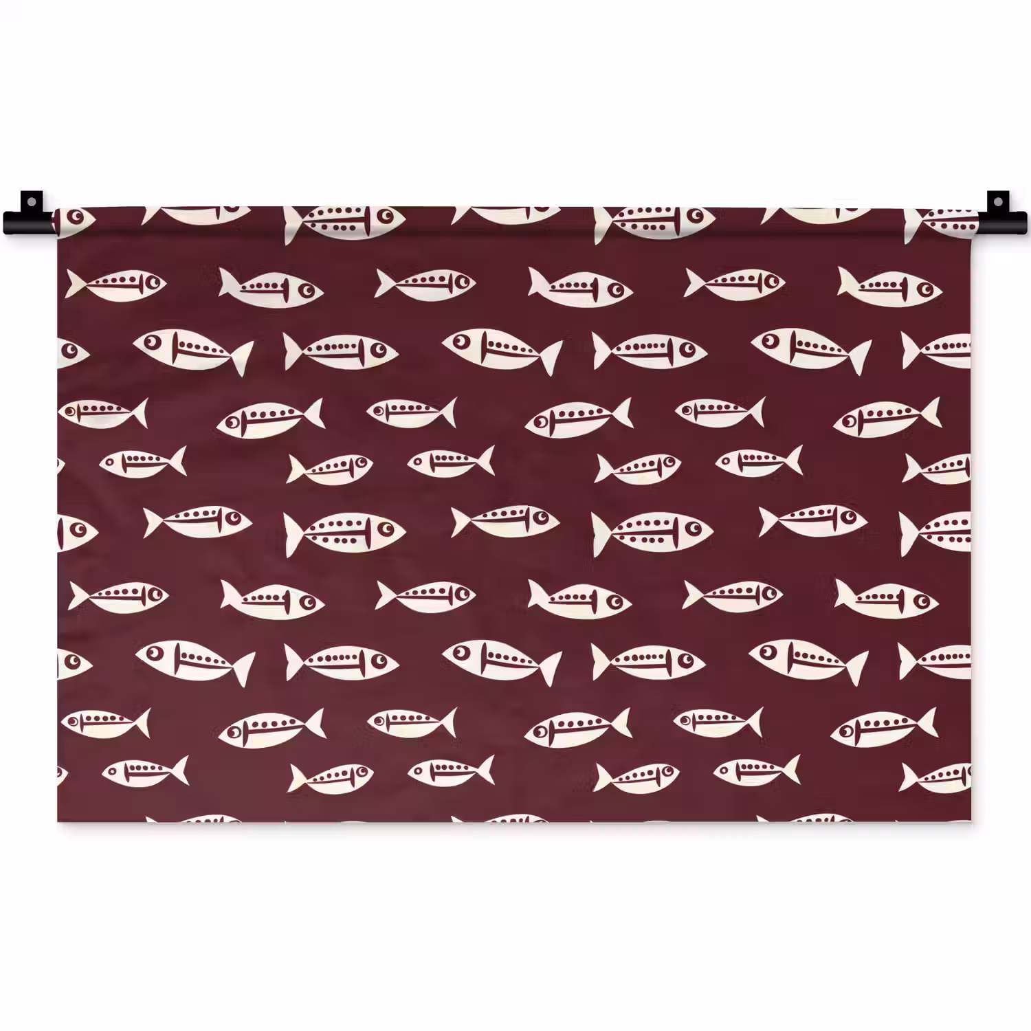 Vissen - Grafisch - Patroon - Donker Wandkleed katoen klein 269 -zz3d