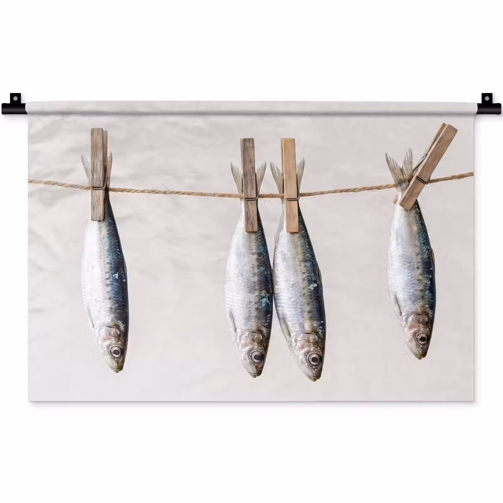 Wandteppich - Fisch – Hängend – Essen - Vis - Hangend - Eten Wandkleed katoen klein