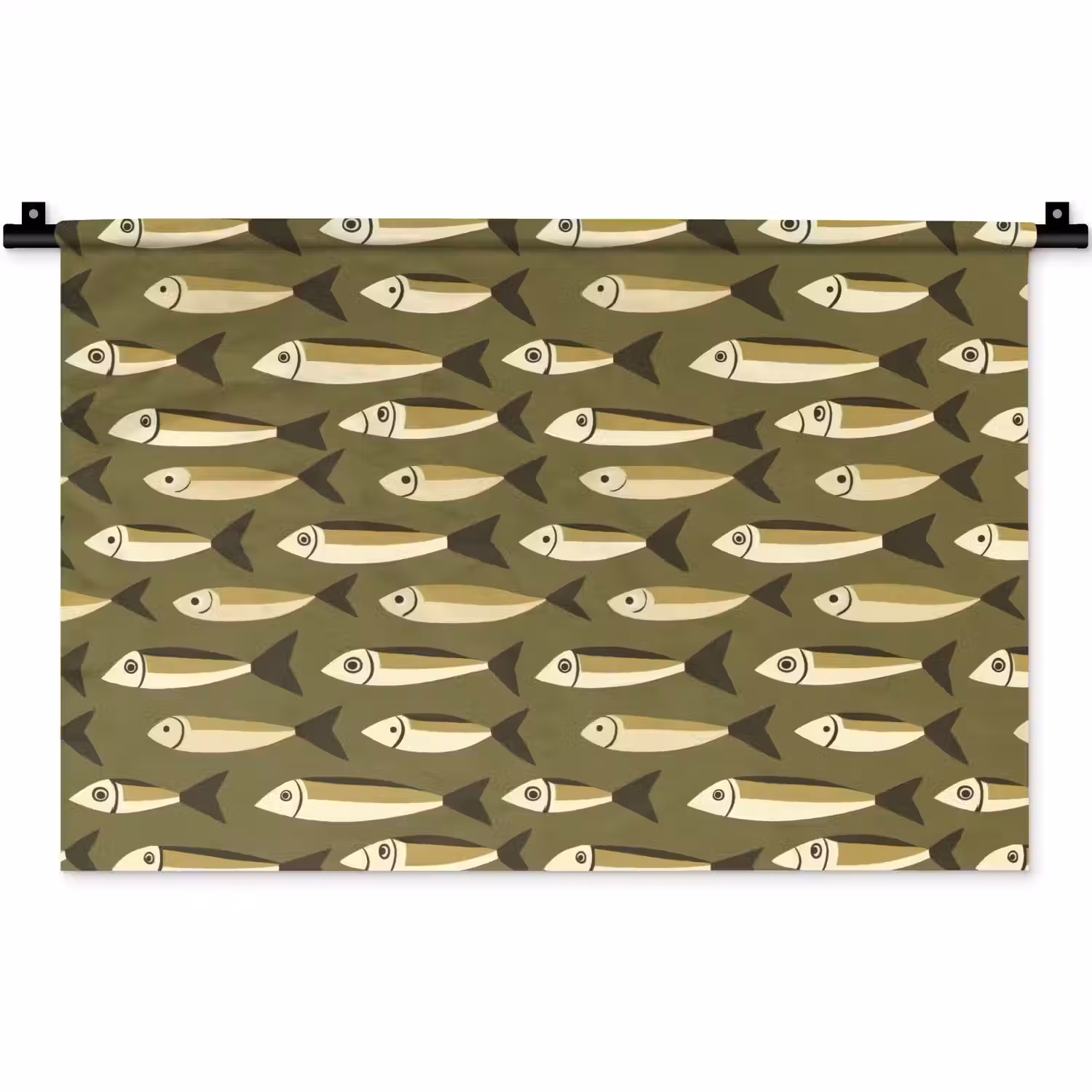Vis - Patroon - Groen Wandkleed katoen klein 269 -zz3d