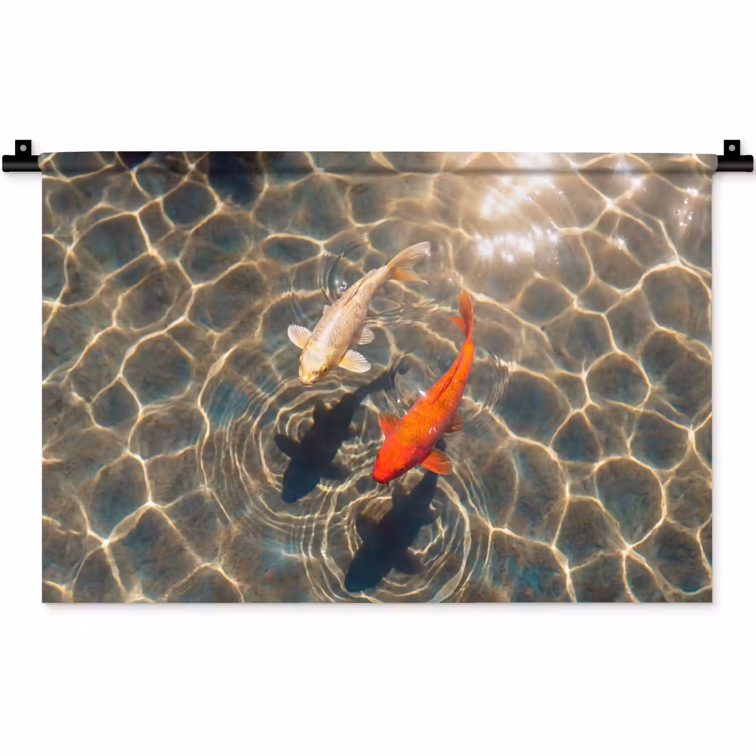 Vis - Water - Dieren - Oranje - Goud Wandkleed katoen klein -zz3d