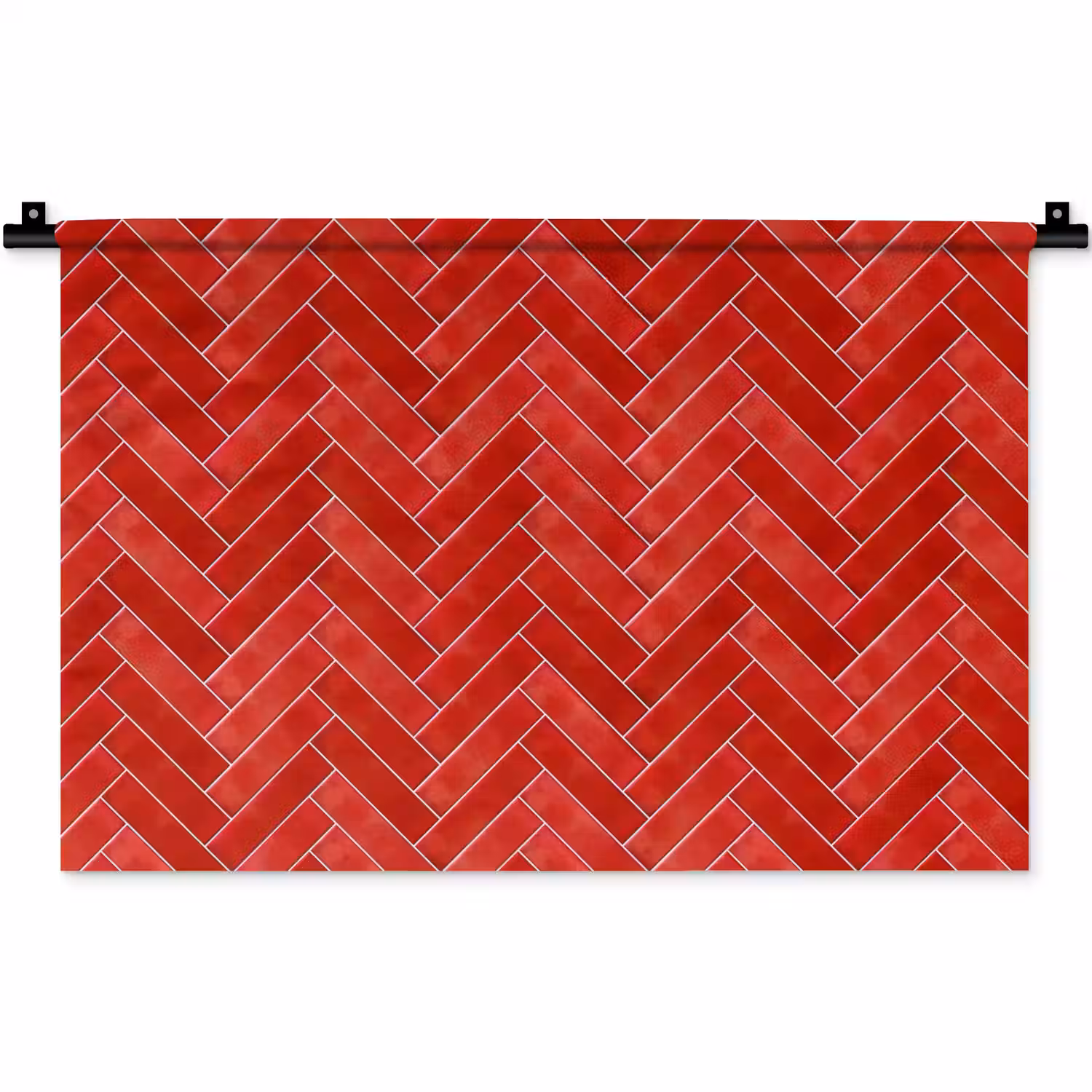Visgraat - Tegel - Rood Wandkleed katoen klein 269 -zz3d