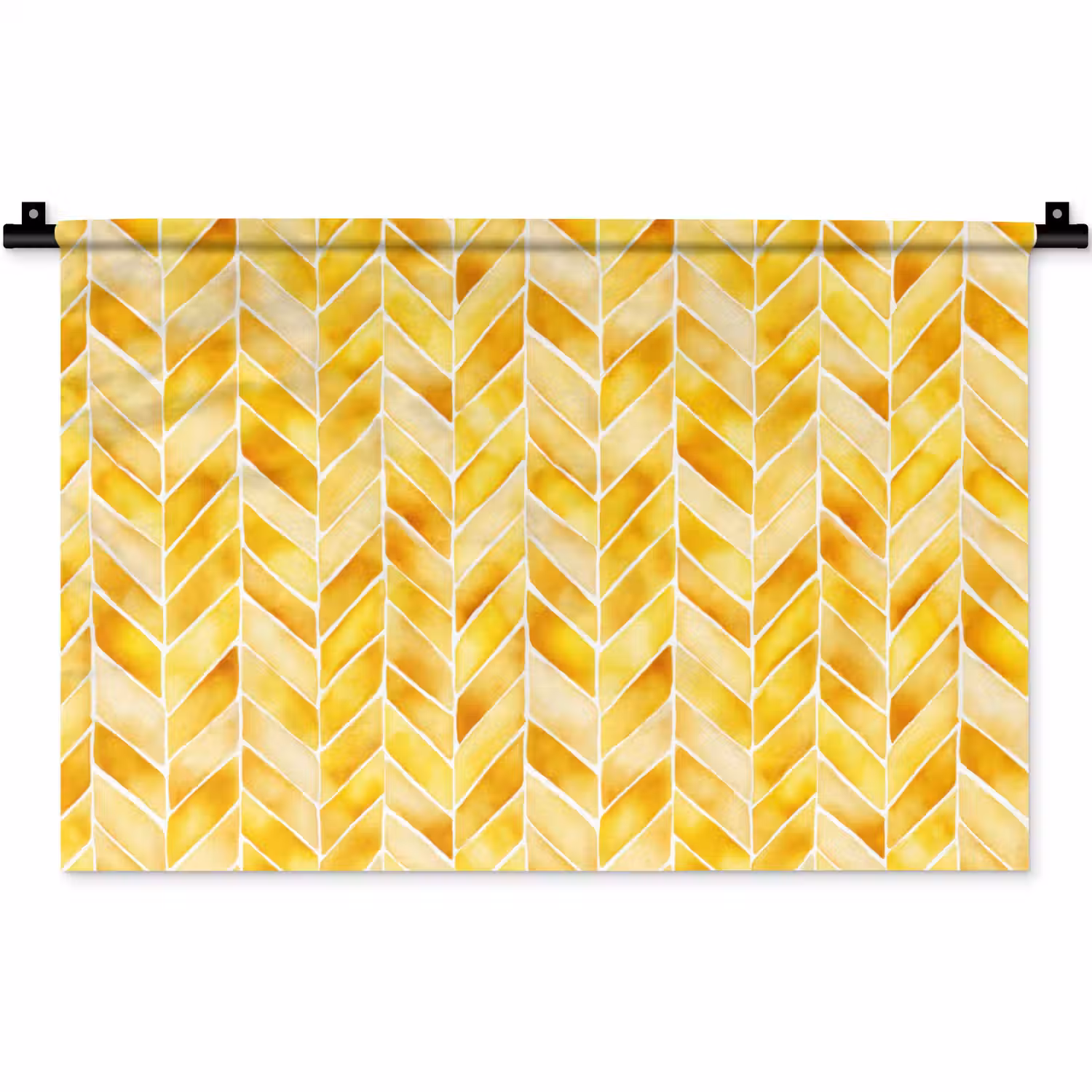 Visgraat - Aquarel - Patronen - Goudgeel Wandkleed katoen klein 269 -zz3d