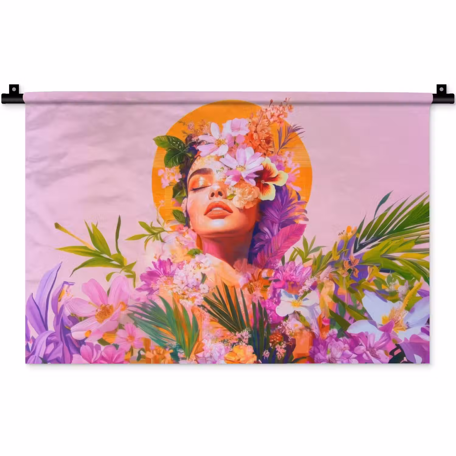 Vrouw - Abstract - Cirkel - Bloemen Wandkleed katoen klein -zz3d
