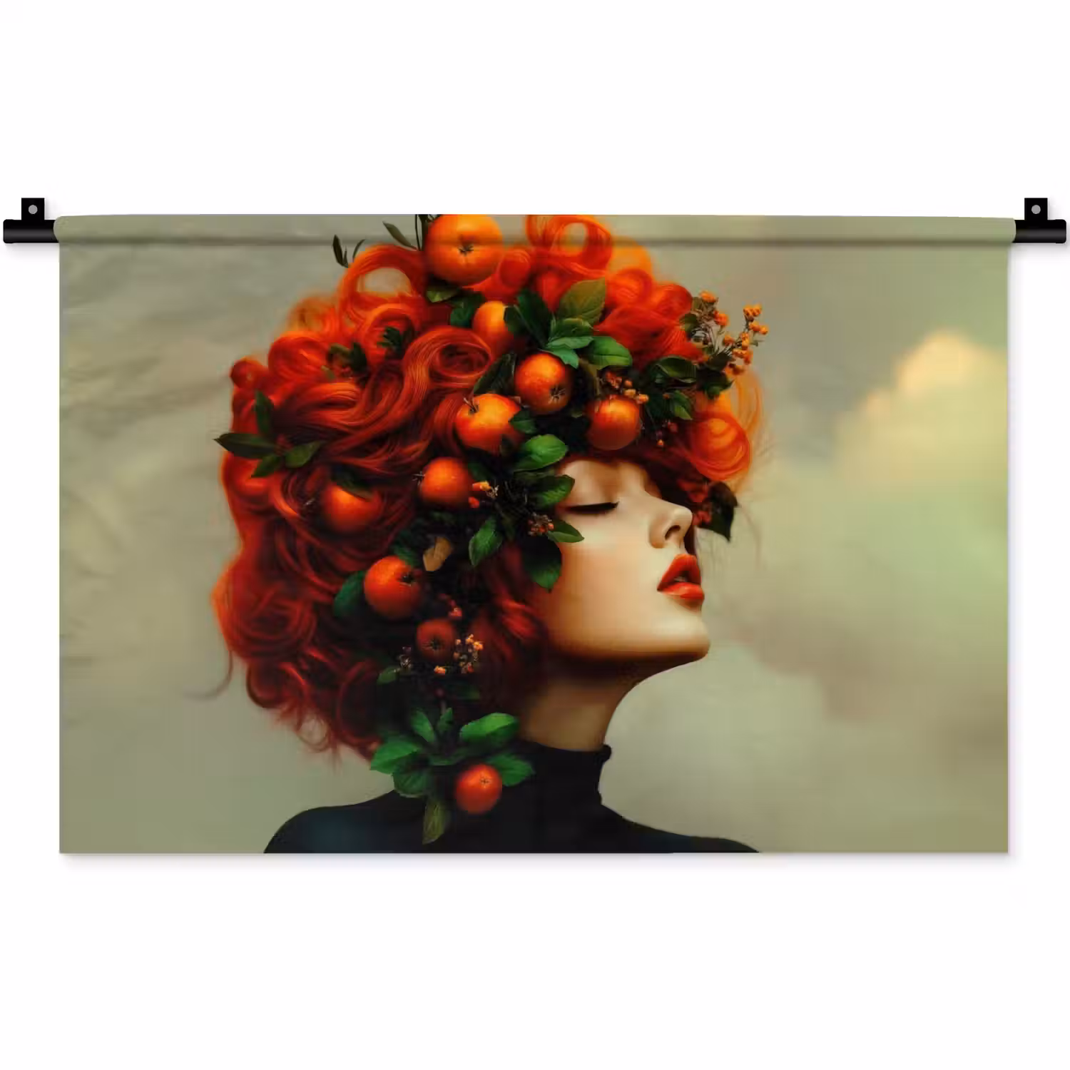 Vrouw - Appels - Rood - Bladeren Wandkleed katoen klein -zz3d